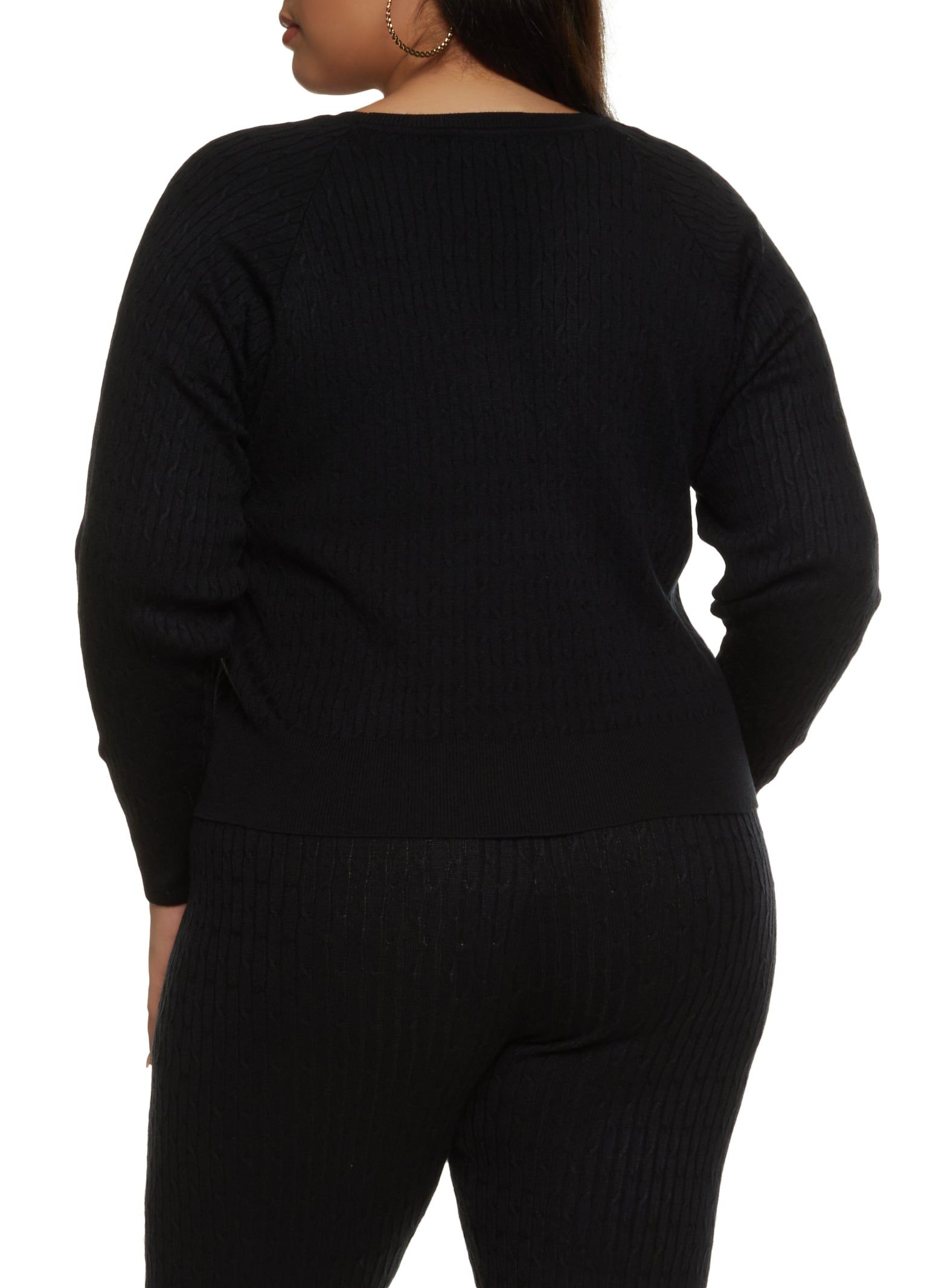Plus Size Crew Neck Cable Knit Pullover Sweater sold by Rainbow product image thumbnail 3