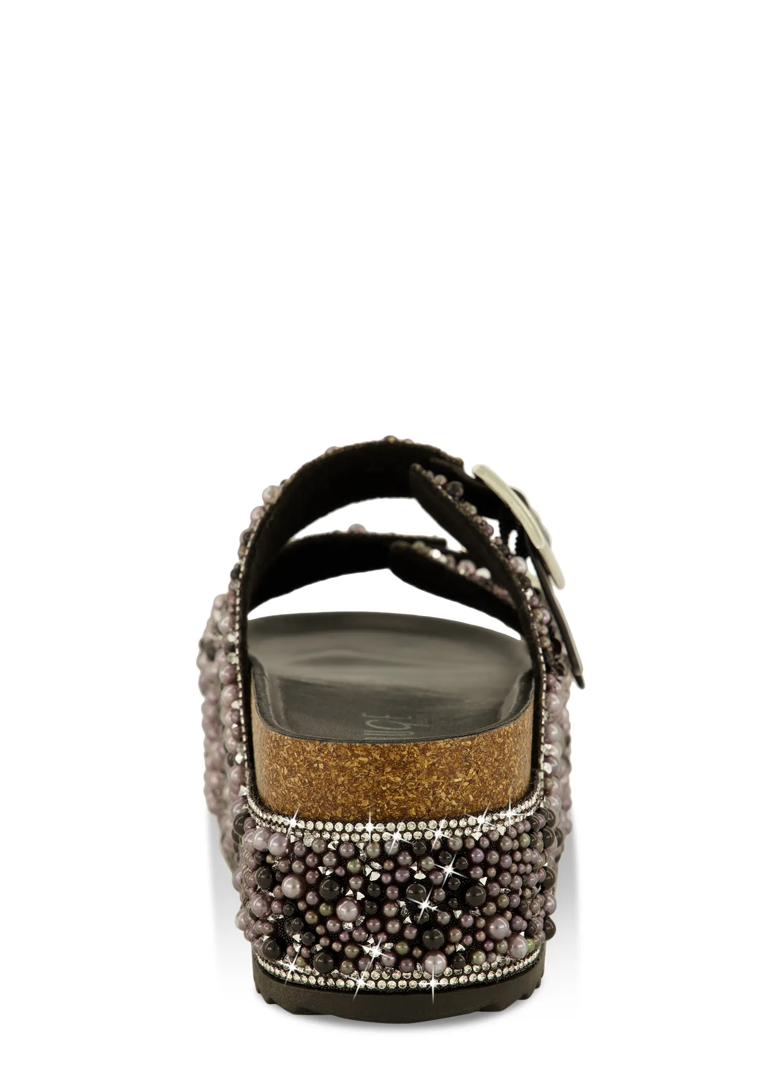 Rhinestone Faux Pearl Platform Footbed Sandals sold by Rainbow product image thumbnail 3
