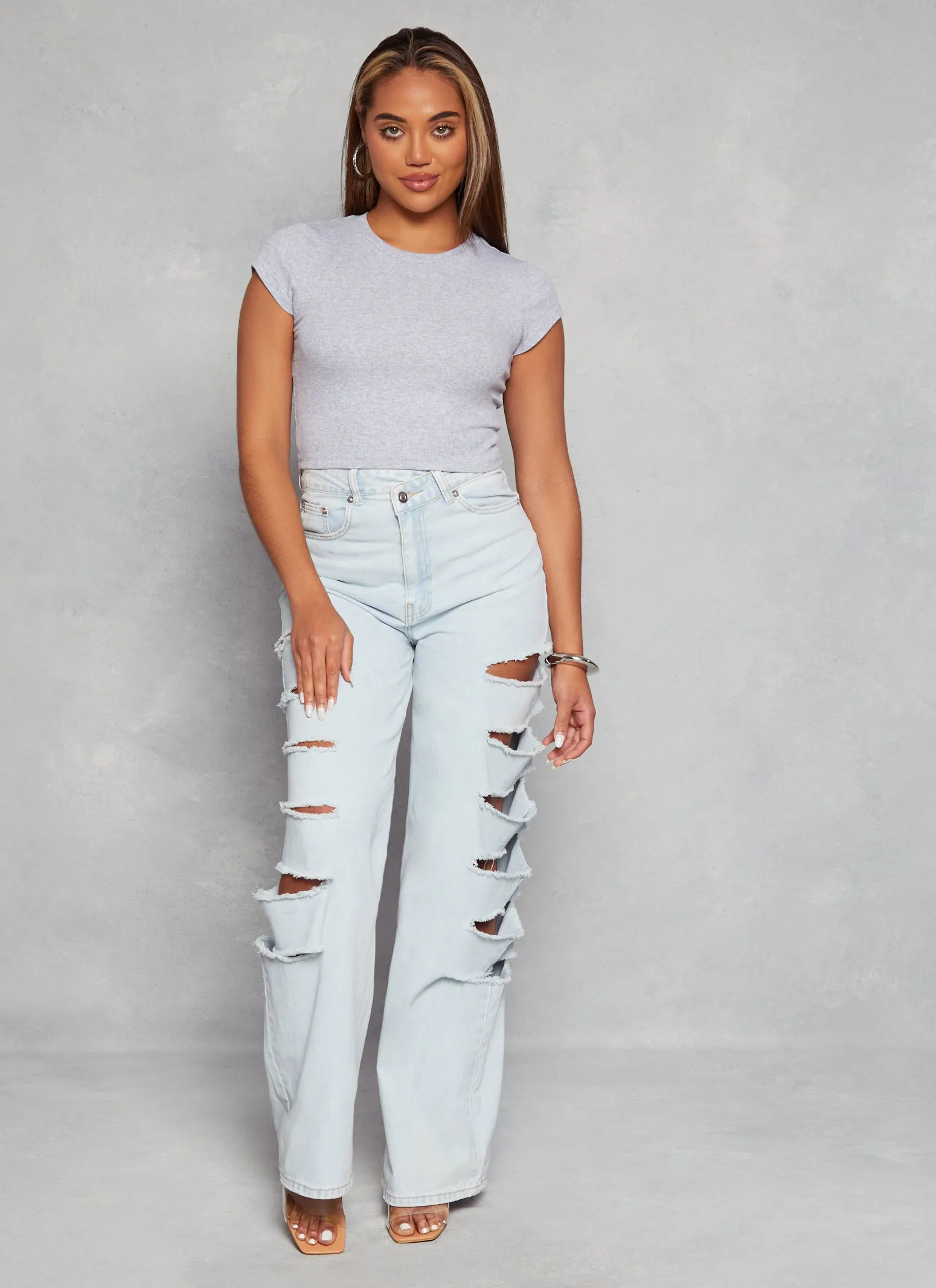 Ambiance Ribbed Knit Crew Neck Crop Top sold by Rainbow product image thumbnail 2