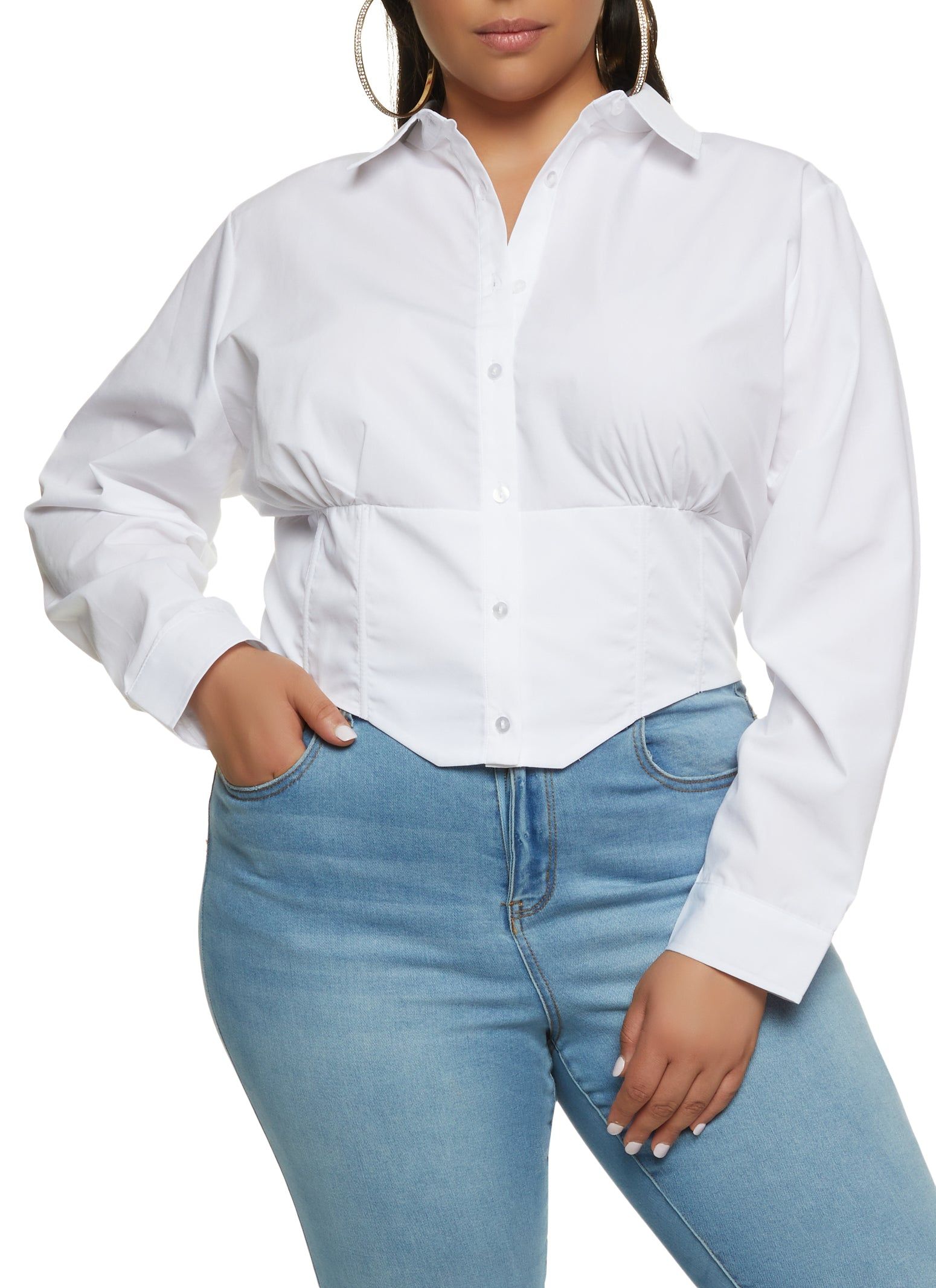 Plus Size Button Front Corset Top sold by Rainbow