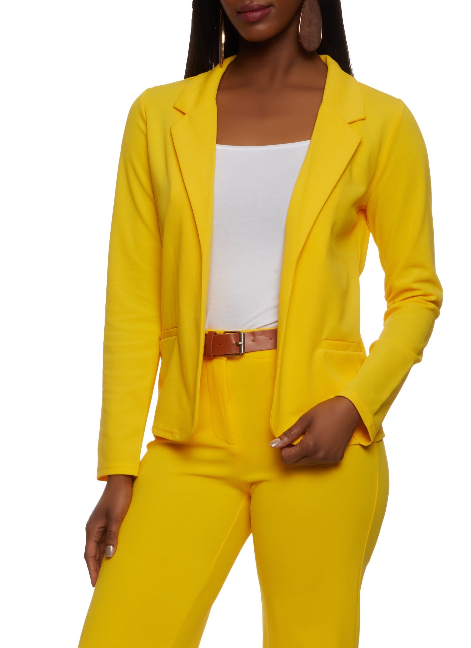 Faux Pocket Open Front Blazer sold by Rainbow