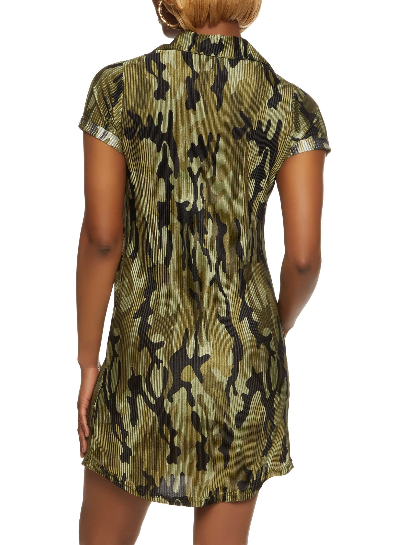 Plisse Camouflage Mini Shirt Dress sold by Rainbow product image thumbnail 3