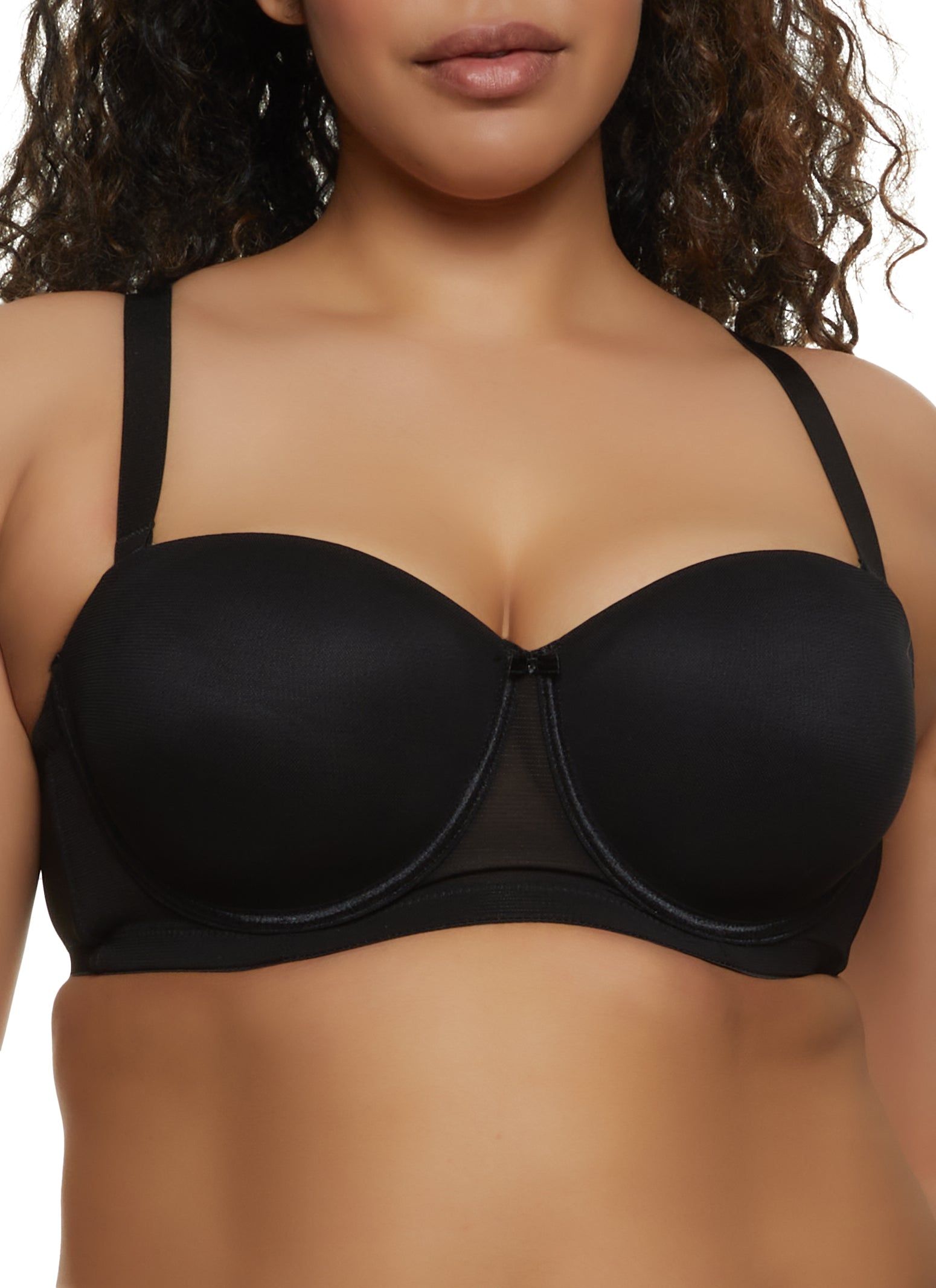 Plus Size Mesh Solid Balconette Bra | Convertible to Strapless sold by Rainbow