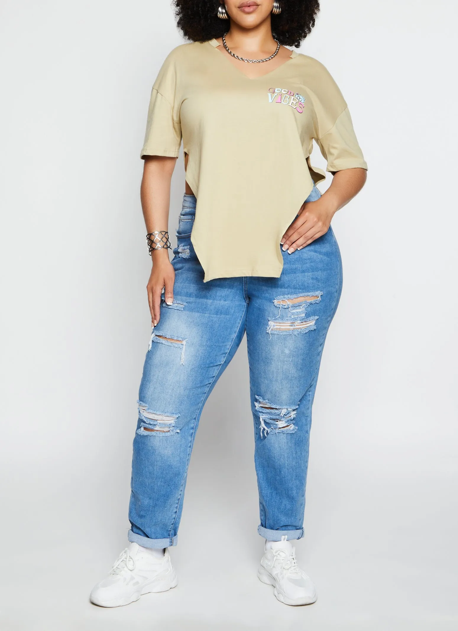 Plus Size Good Vibes Bear Graphic Top sold by Rainbow product image thumbnail 2