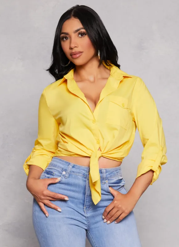 Basic Poplin Button Front Shirt sold by Rainbow