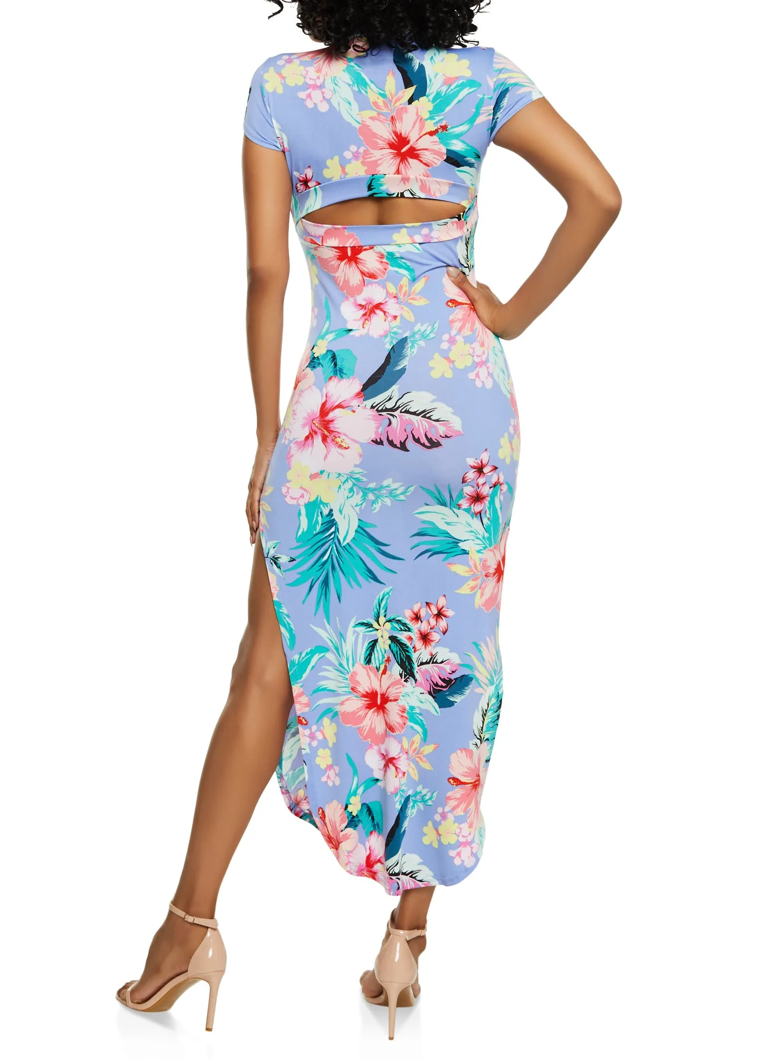 Floral Mock Neck Open Back Maxi Dress sold by Rainbow product image thumbnail 3