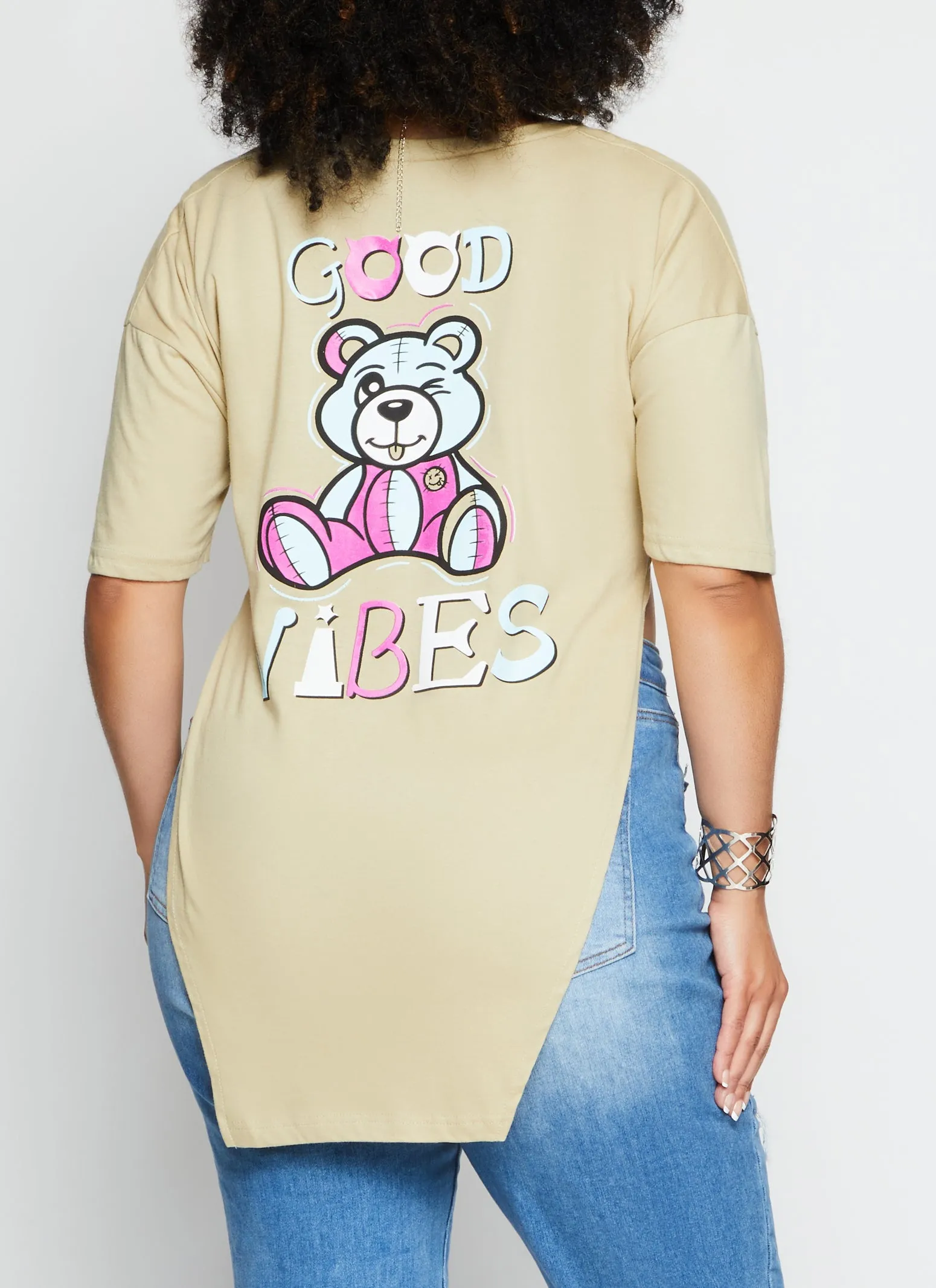 Plus Size Good Vibes Bear Graphic Top sold by Rainbow product image thumbnail 3