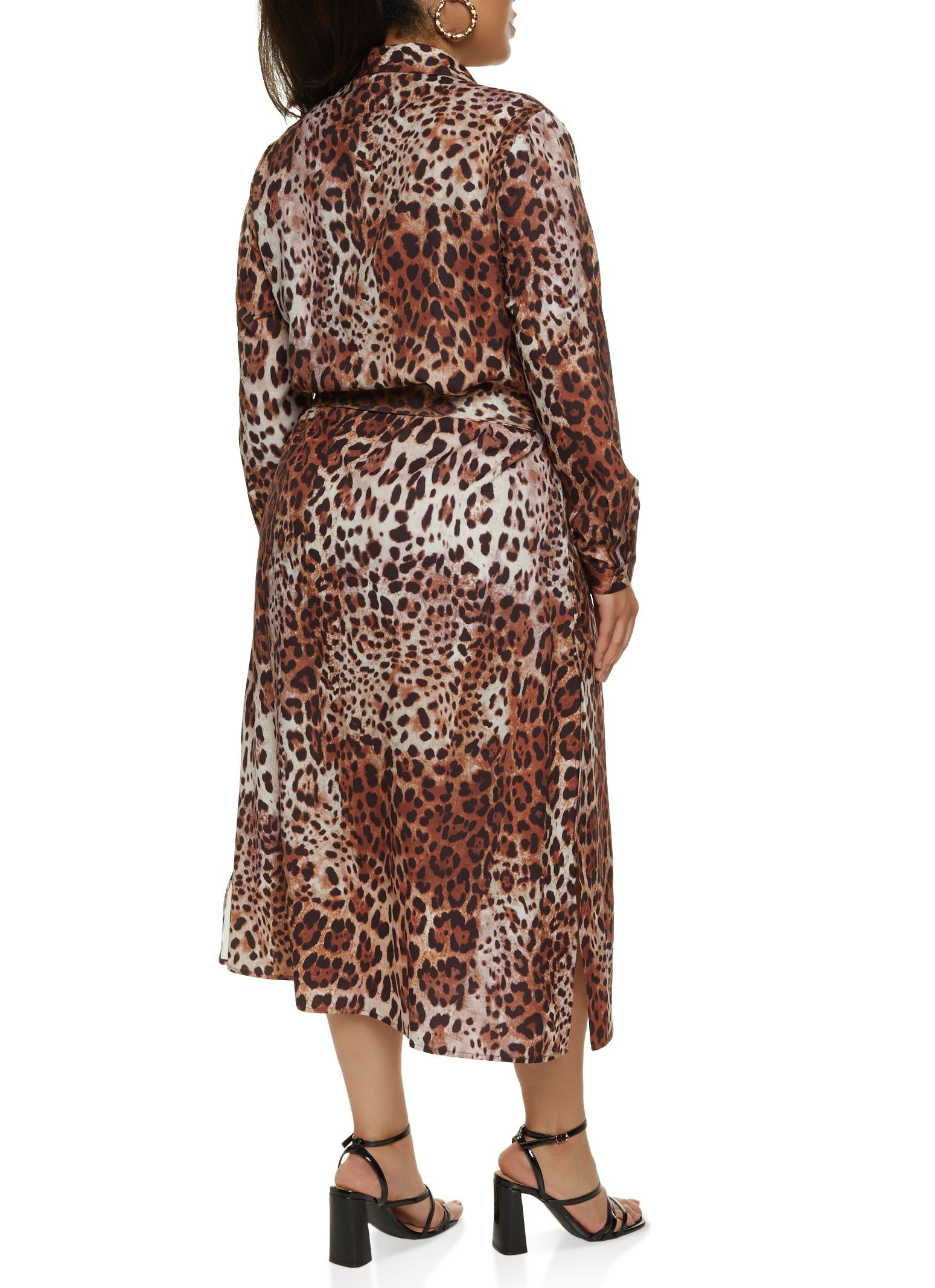 Plus Size Printed Maxi Shirt Dress sold by Rainbow product image thumbnail 3