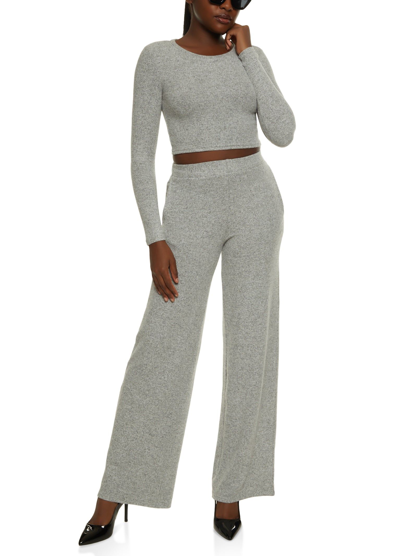 Brushed Knit Crew Neck Crop Top sold by Rainbow product image thumbnail 2