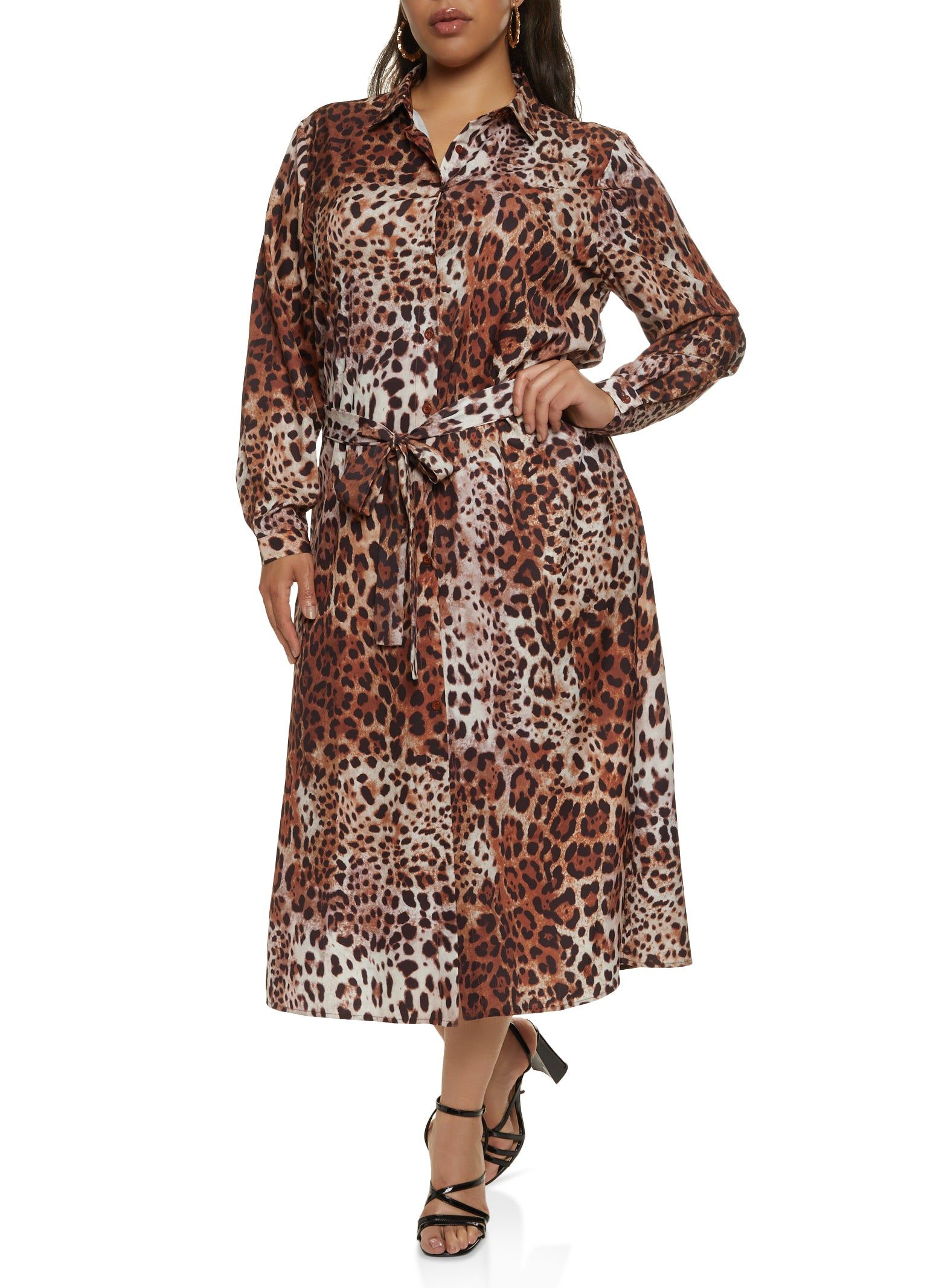 Plus Size Printed Maxi Shirt Dress sold by Rainbow product image thumbnail 2
