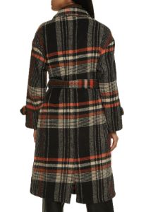 Brushed Knit Plaid Belted Coat sold by Rainbow
