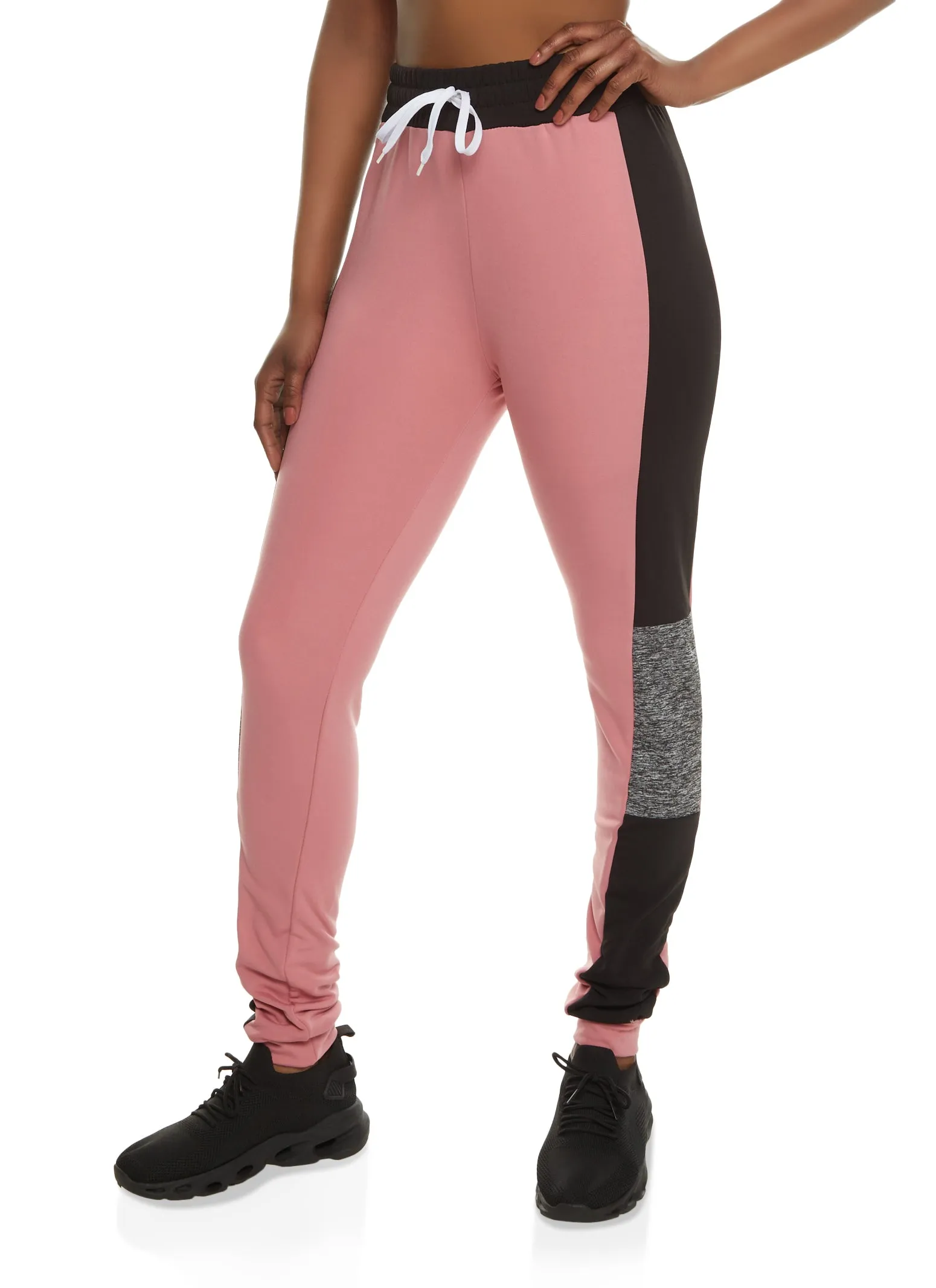 Color Blocked Contrast Drawstring Joggers sold by Rainbow