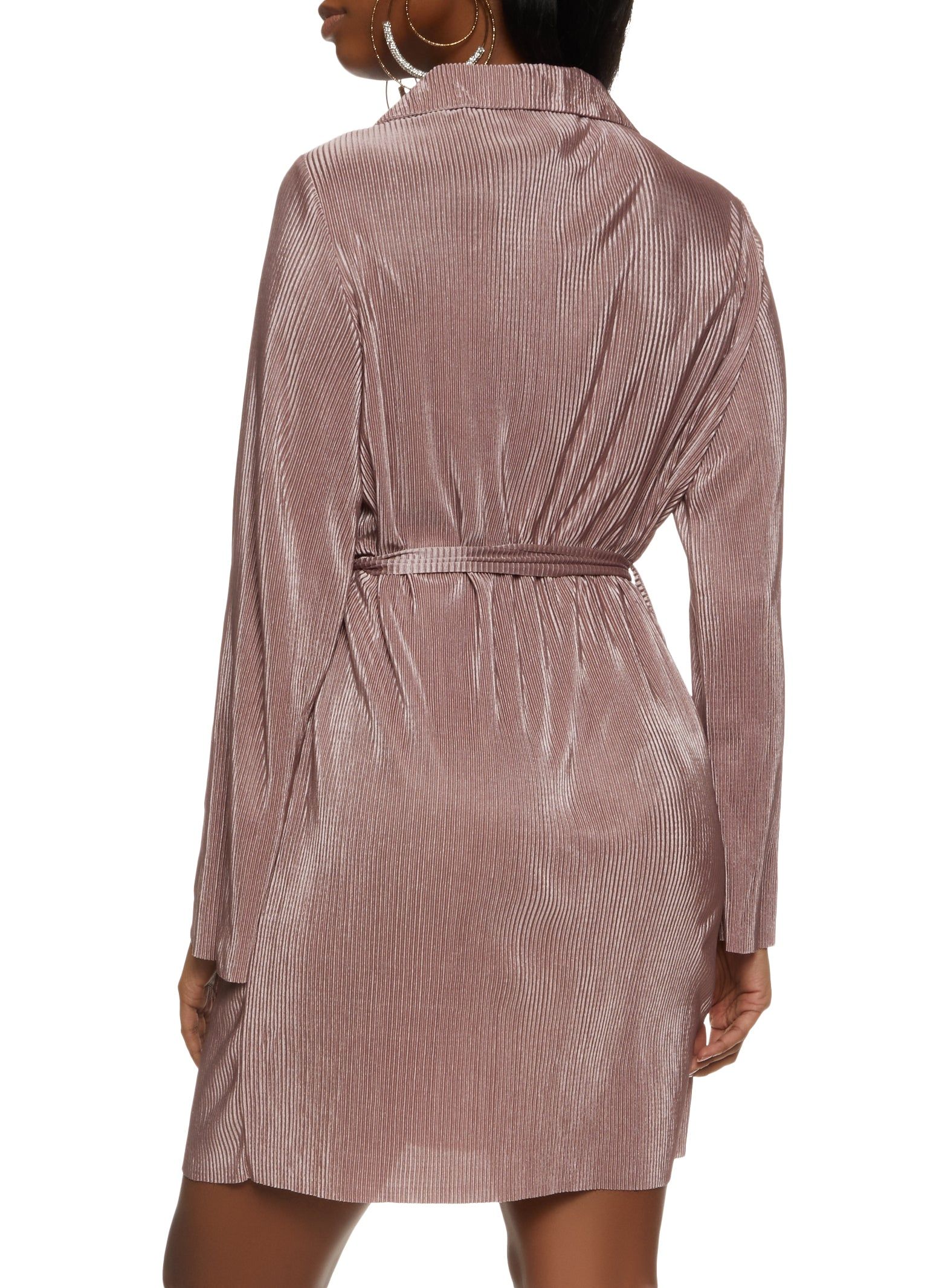 Plisse Tie Waist Shirt Dress sold by Rainbow product image thumbnail 3