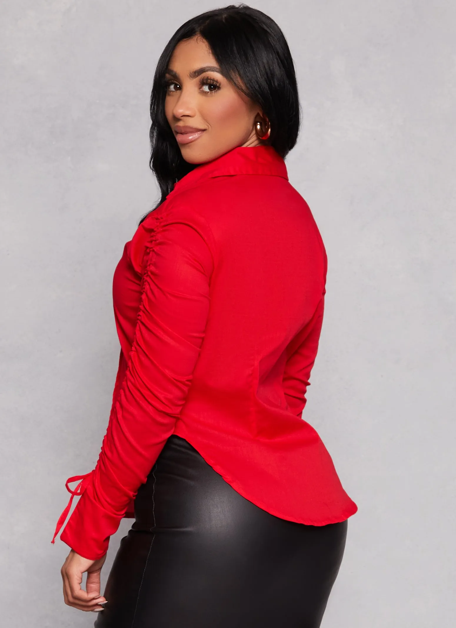 Ruched Sleeve Button Front Blouse sold by Rainbow product image thumbnail 3