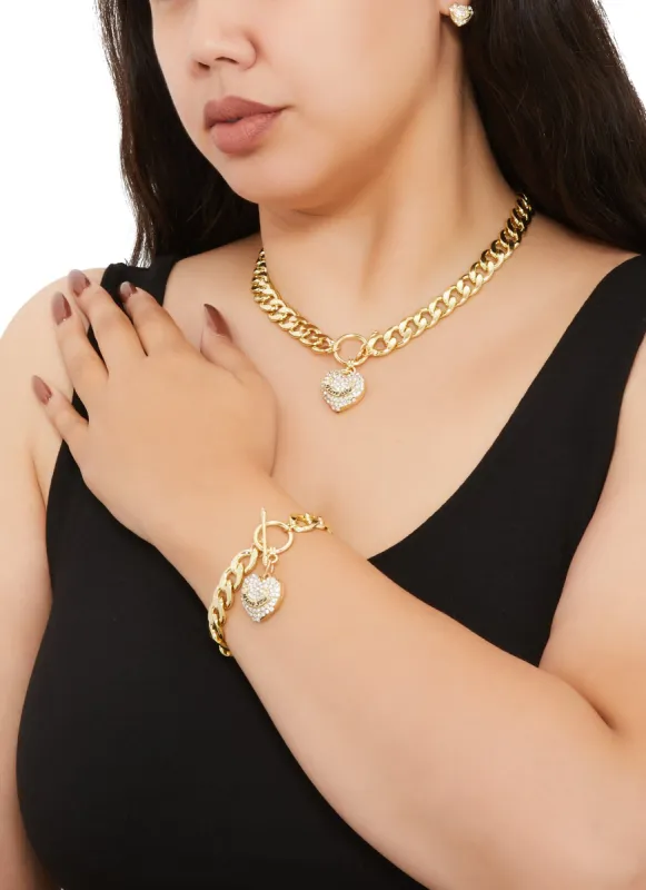 I love You Toggle Necklace and Bracelet with Earrings sold by Rainbow