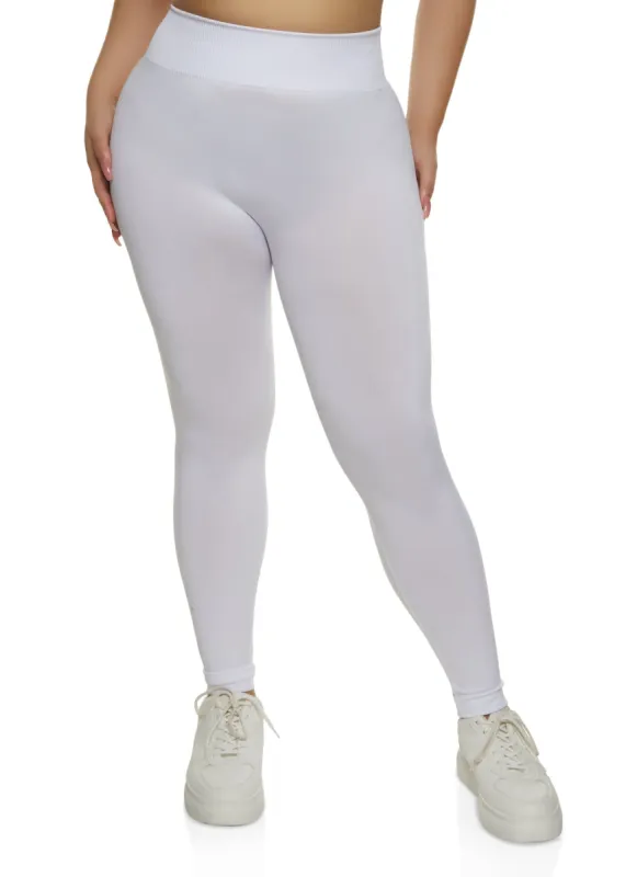 Plus Size High Waist Knit Leggings sold by Rainbow