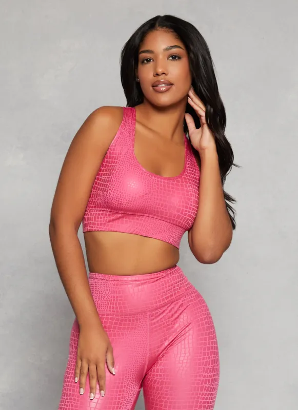Faux Croc Print Sports Bra made by Rainbow