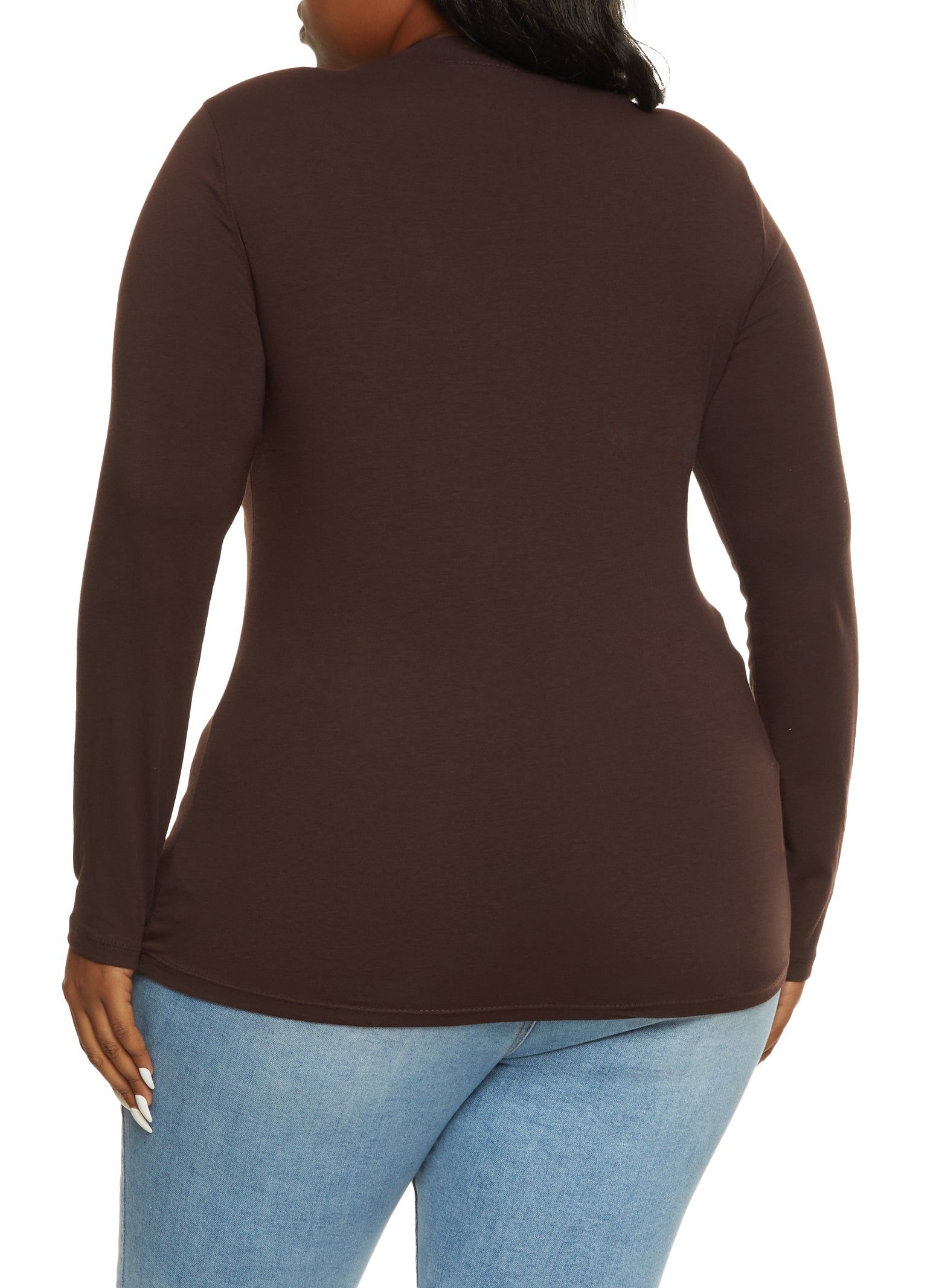 Plus Size Basic V Neck Long Sleeve Tee sold by Rainbow product image thumbnail 2