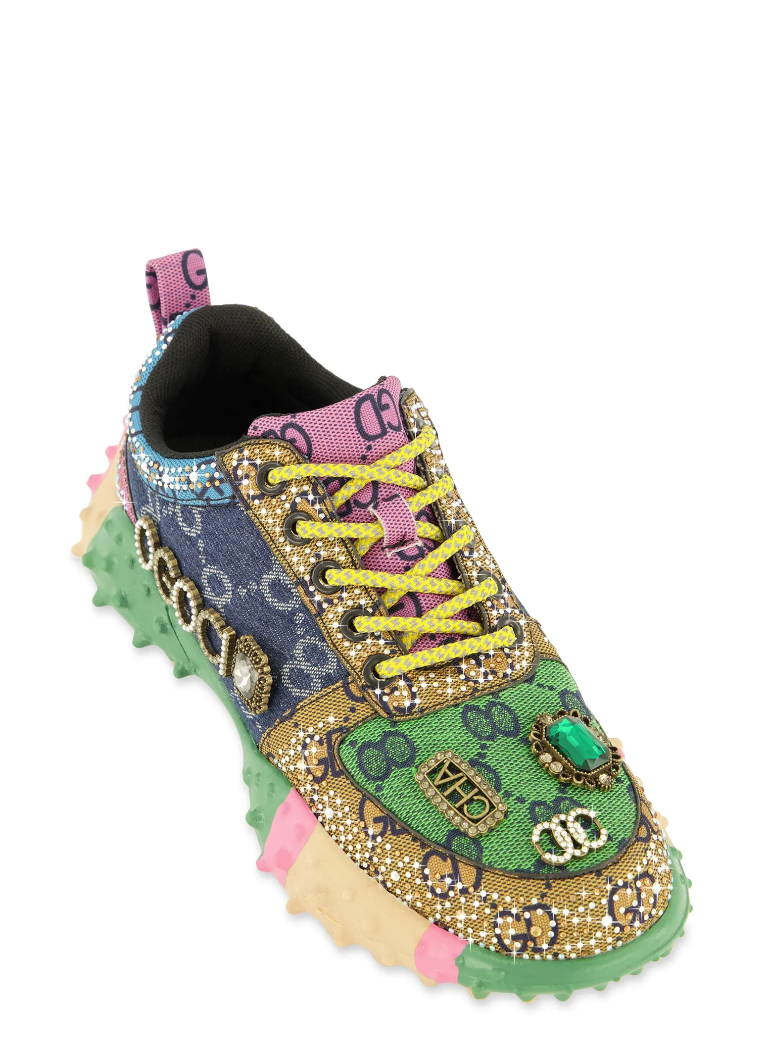 Rhinestone Color Block Low Top Lace Up Sneakers sold by Rainbow