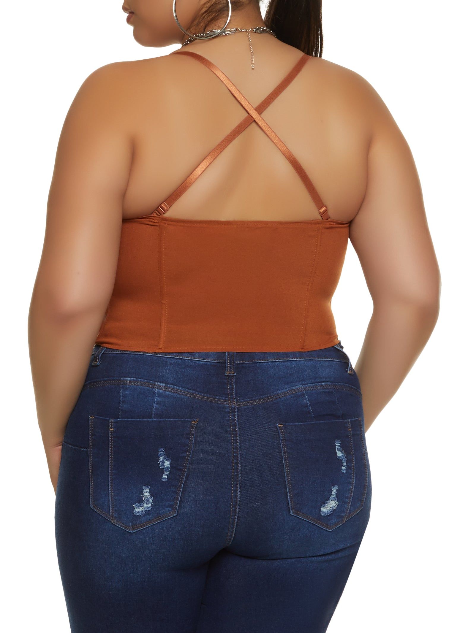 Plus Size Faux Leather Zip Front Convertible Bustier Top sold by Rainbow product image thumbnail 5