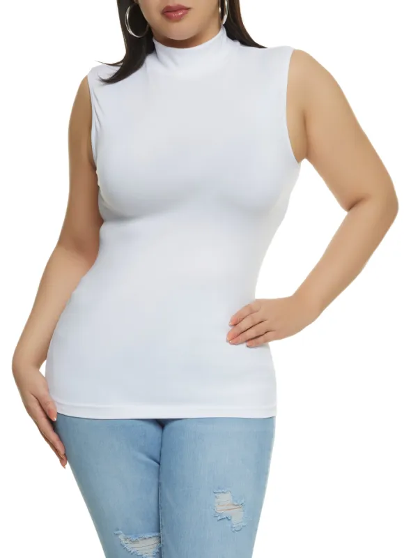 Plus Size Seamless Mock Neck Sleeveless Top sold by Rainbow