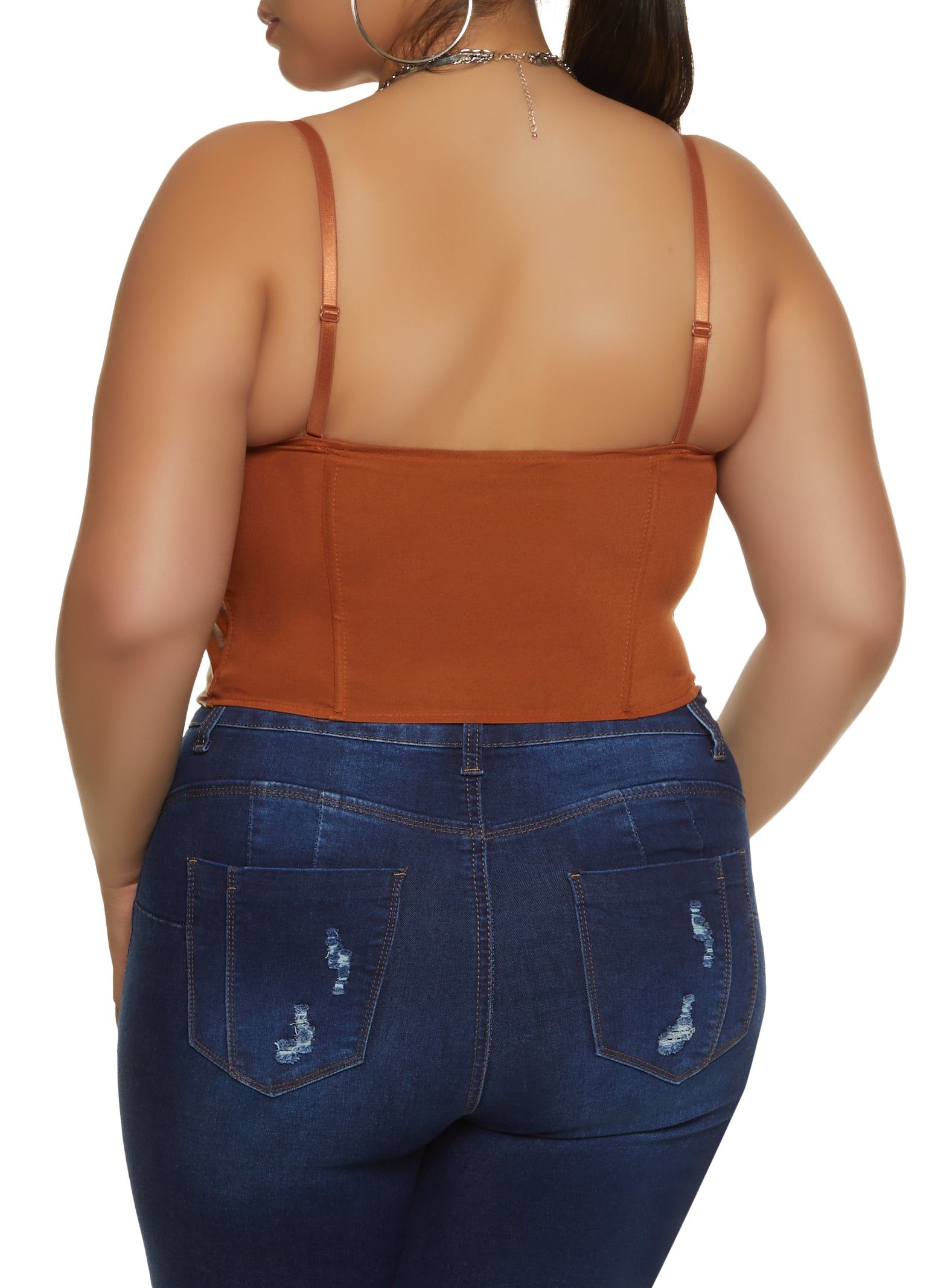 Plus Size Faux Leather Zip Front Convertible Bustier Top sold by Rainbow product image thumbnail 3