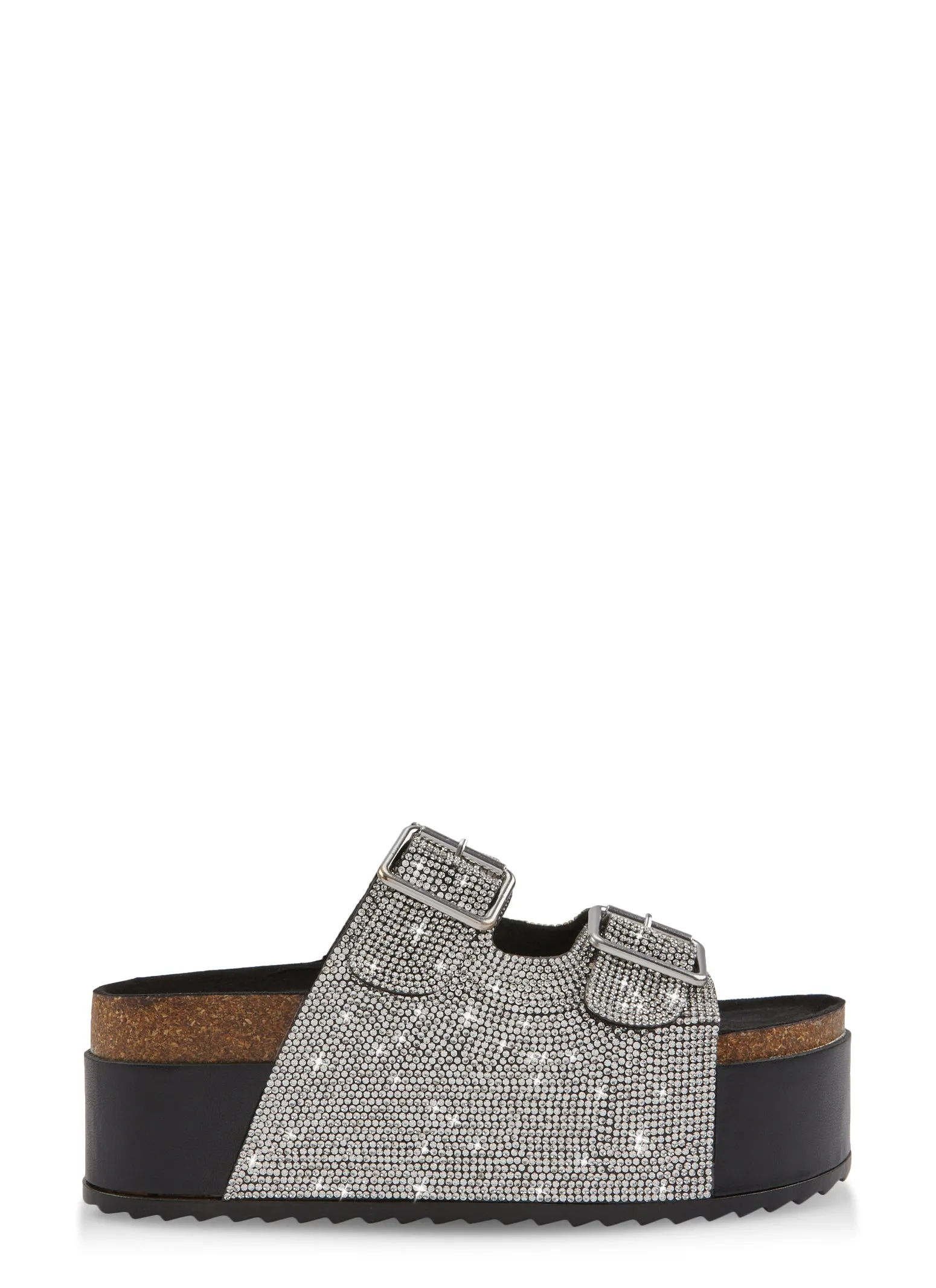 Rhinestone Buckle Platform Footbed Slide Sandals sold by Rainbow product image thumbnail 2