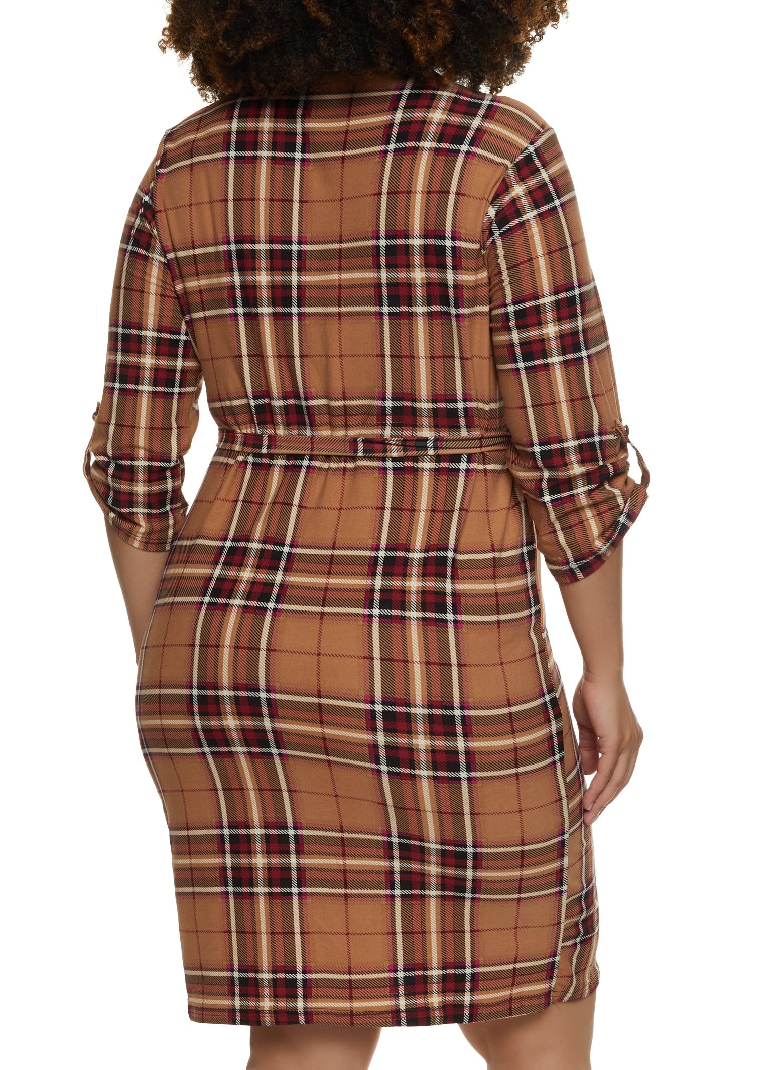 Plus Size Plaid Half Zip Shirt Dress sold by Rainbow product image thumbnail 3