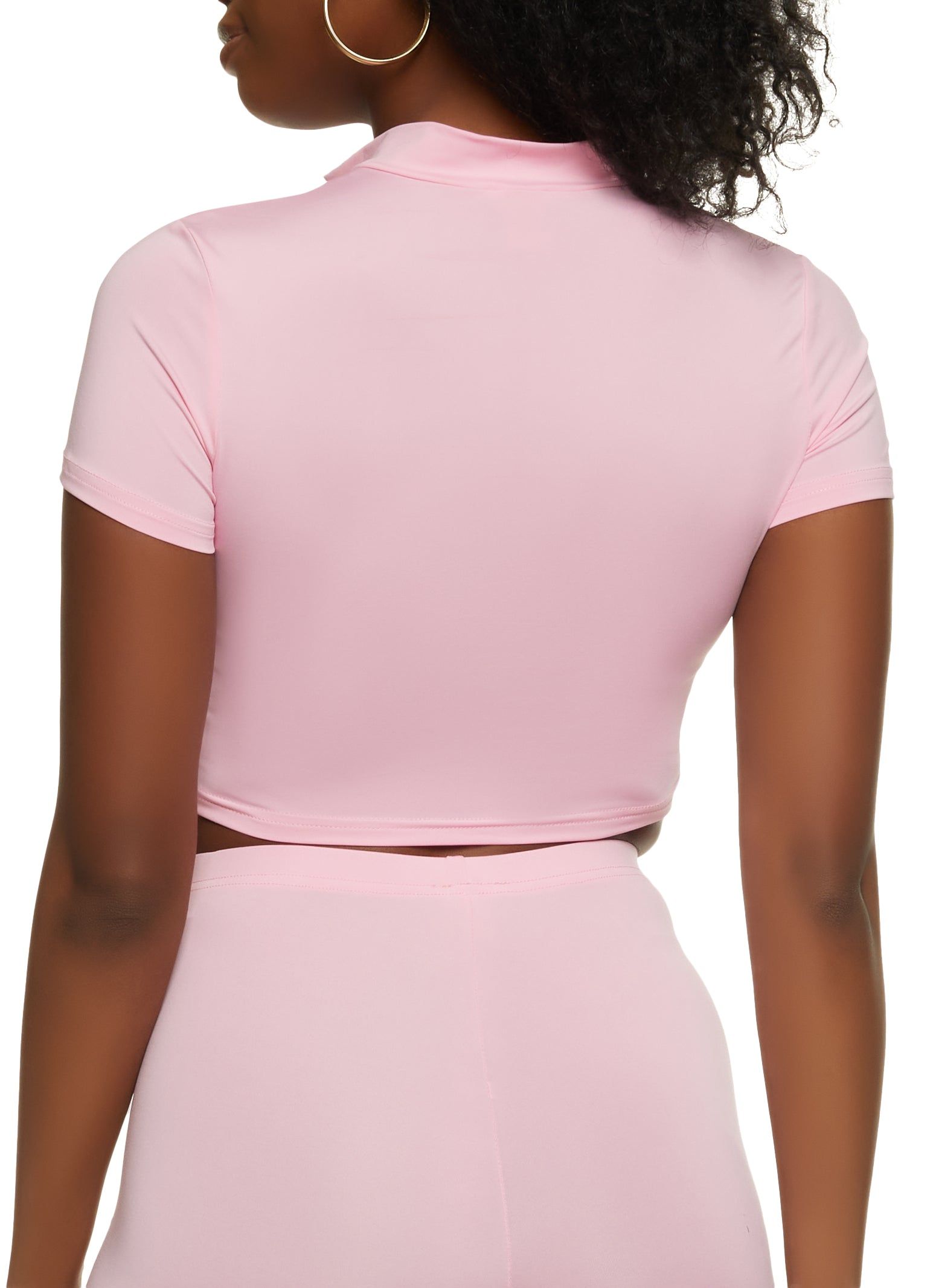 Zip Front Short Sleeve Crop Top sold by Rainbow product image thumbnail 3