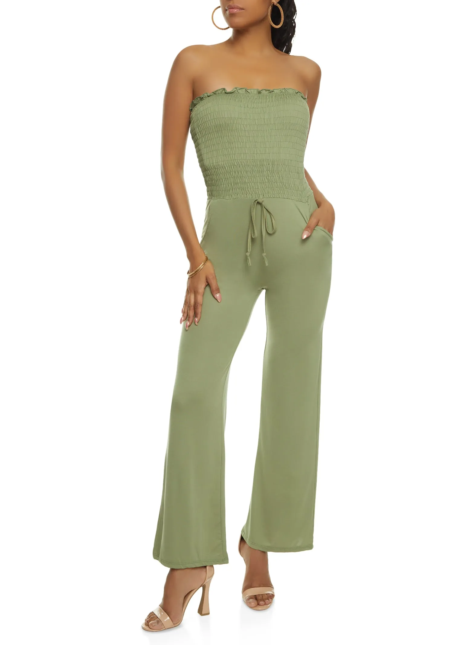 Smocked Strapless Tube Jumpsuit sold by Rainbow