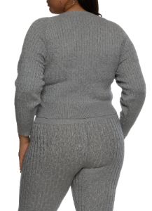Plus Size Cable Knit Crew Neck Pullover Sweater sold by Rainbow