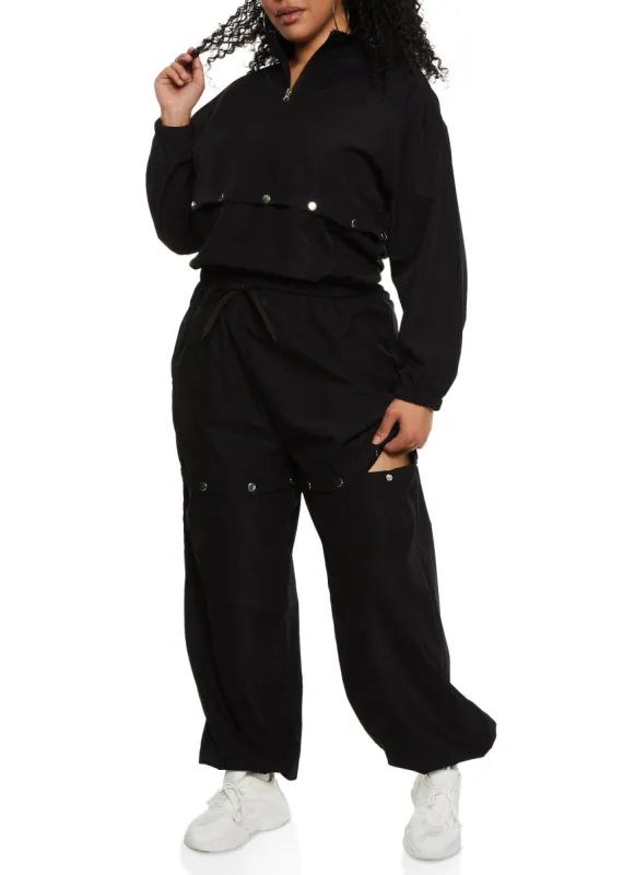 Plus Size Snap Button Tear Away Joggers sold by Rainbow