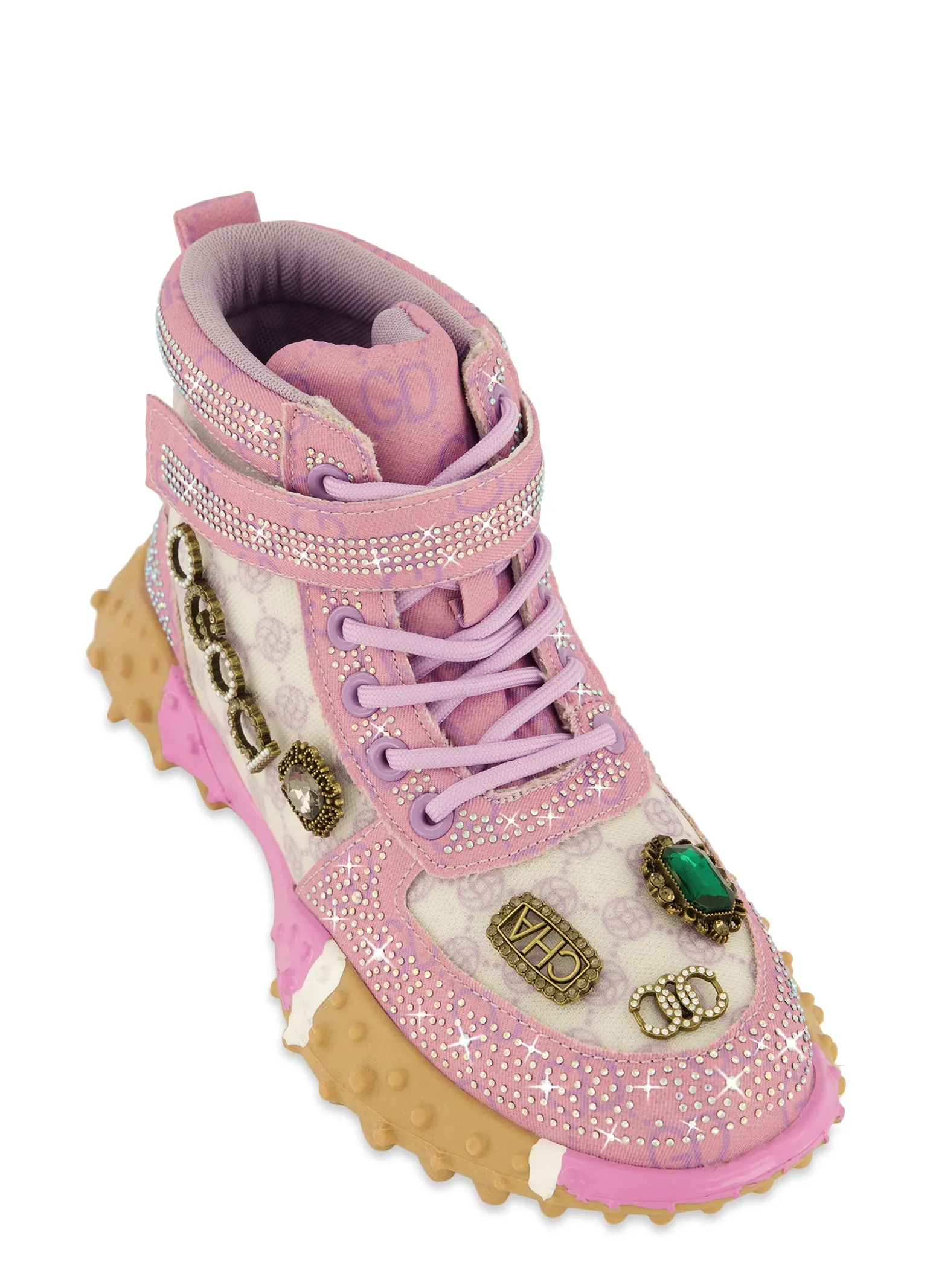 Rhinestone Color Block High Top Lace Up Sneakers sold by Rainbow