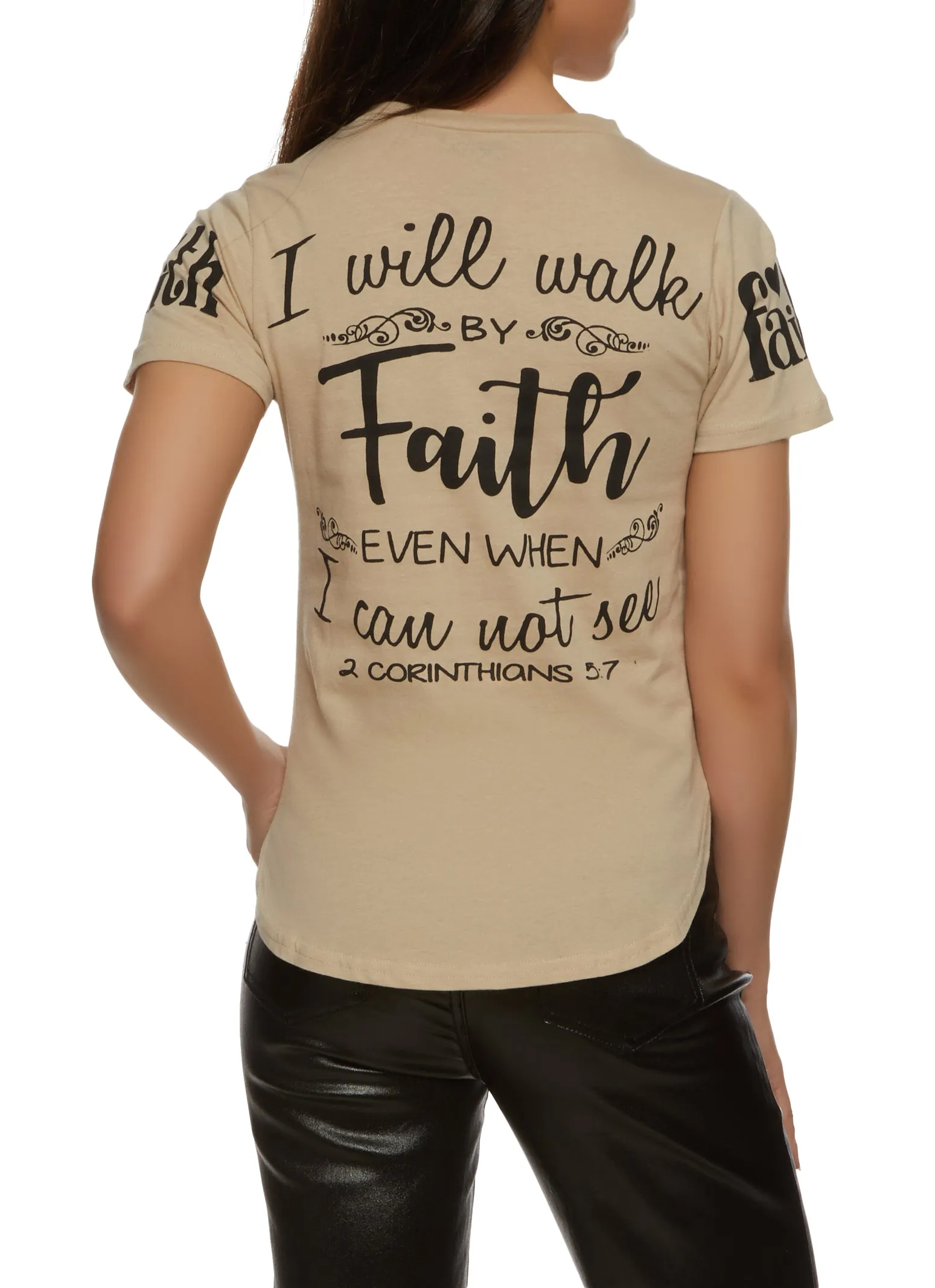 Walk By Faith Not By Sight Sequin Graphic Tee sold by Rainbow product image thumbnail 2