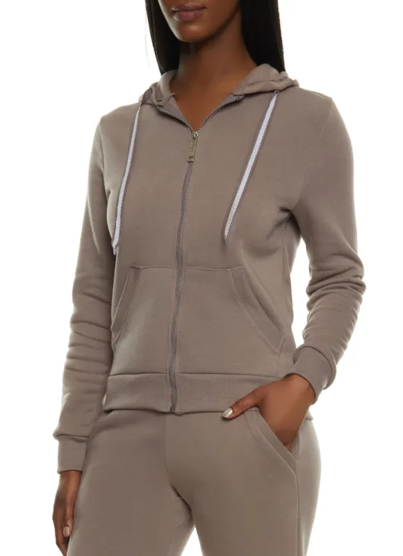 Solid Fleece Zip Front Hooded Sweatshirt sold by Rainbow