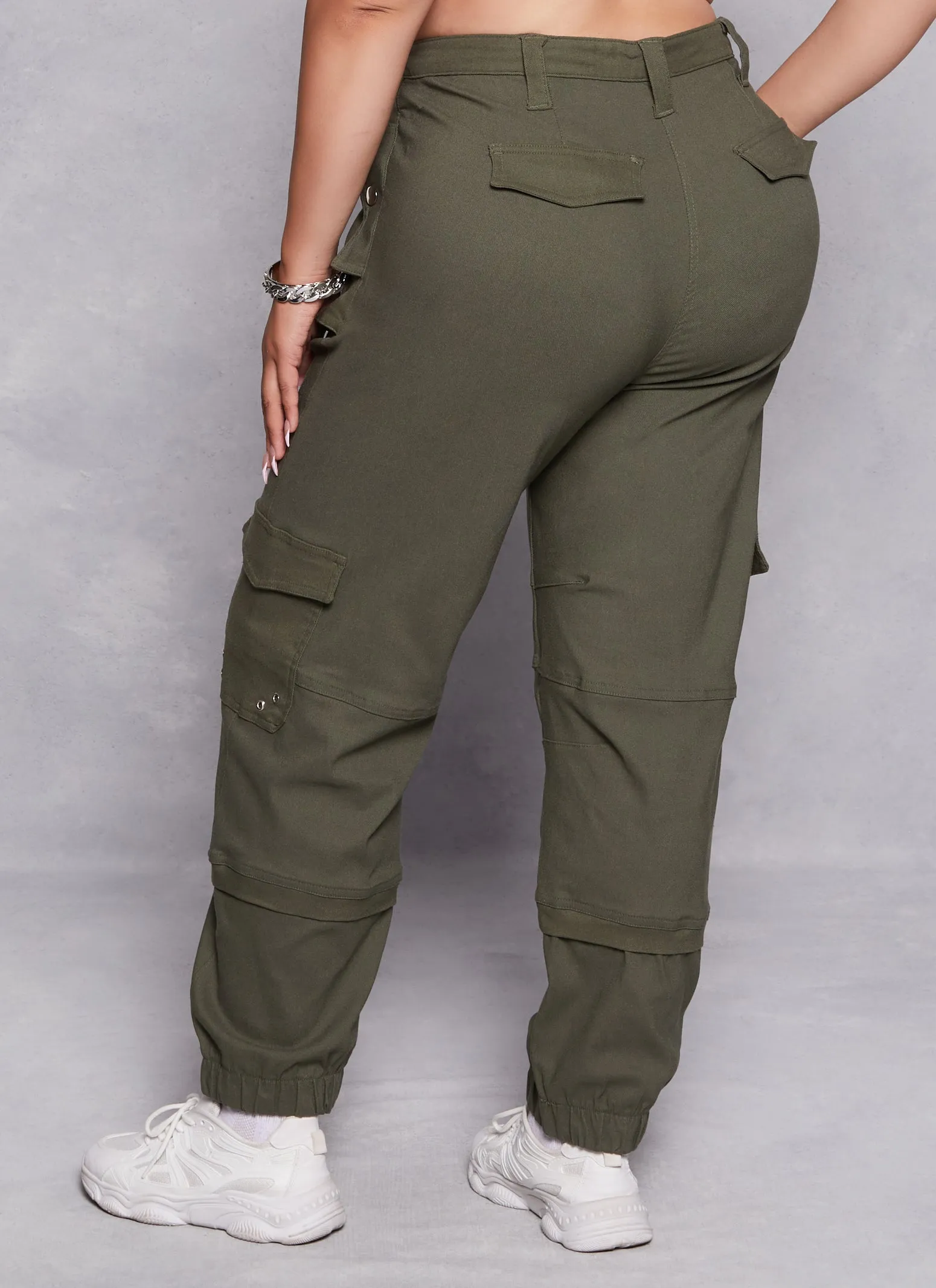Plus Size Solid High Waist Cargo Joggers sold by Rainbow product image thumbnail 3