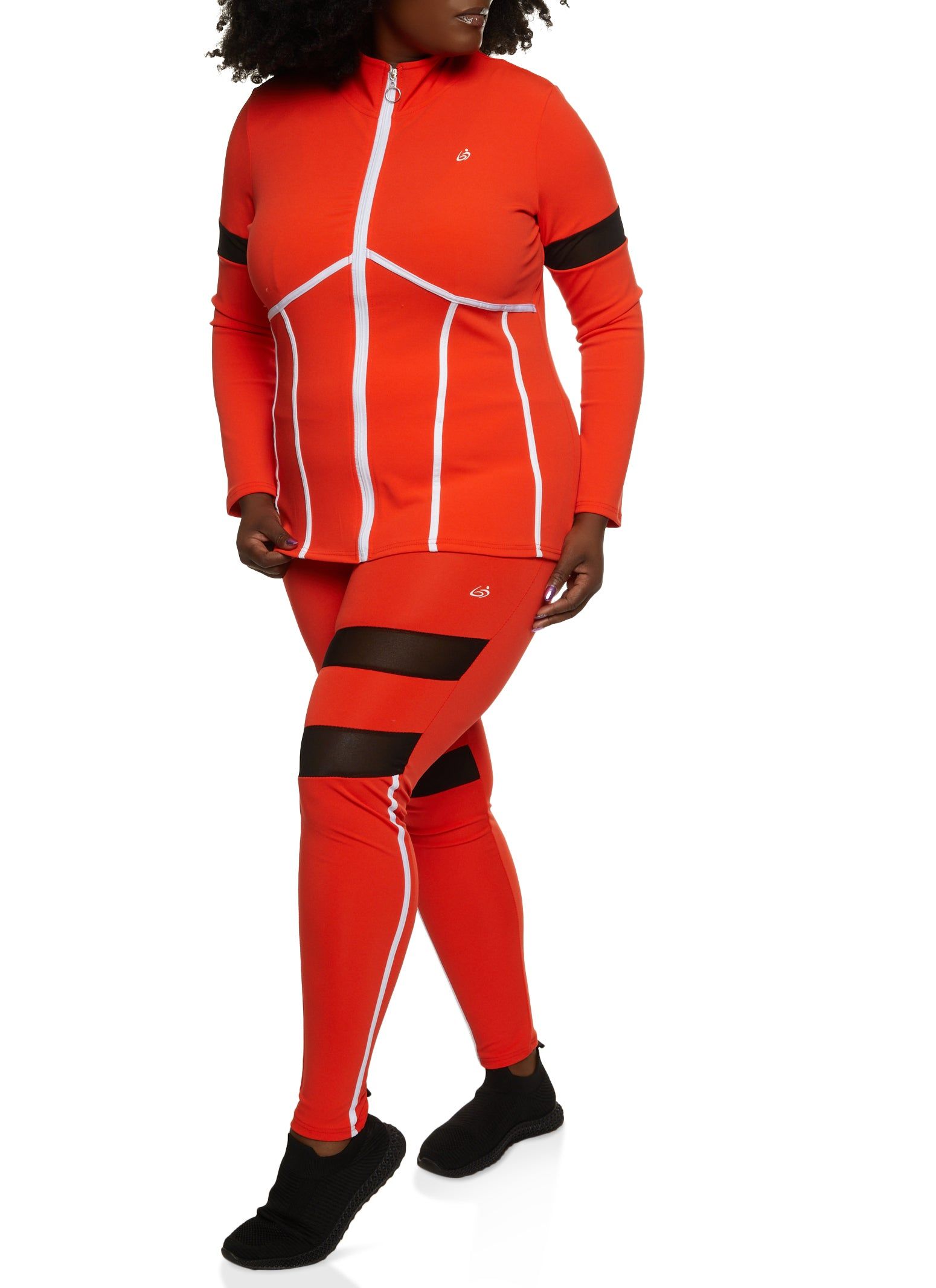 Plus Size Contrast Trim Zip Front Track Jacket sold by Rainbow product image thumbnail 2