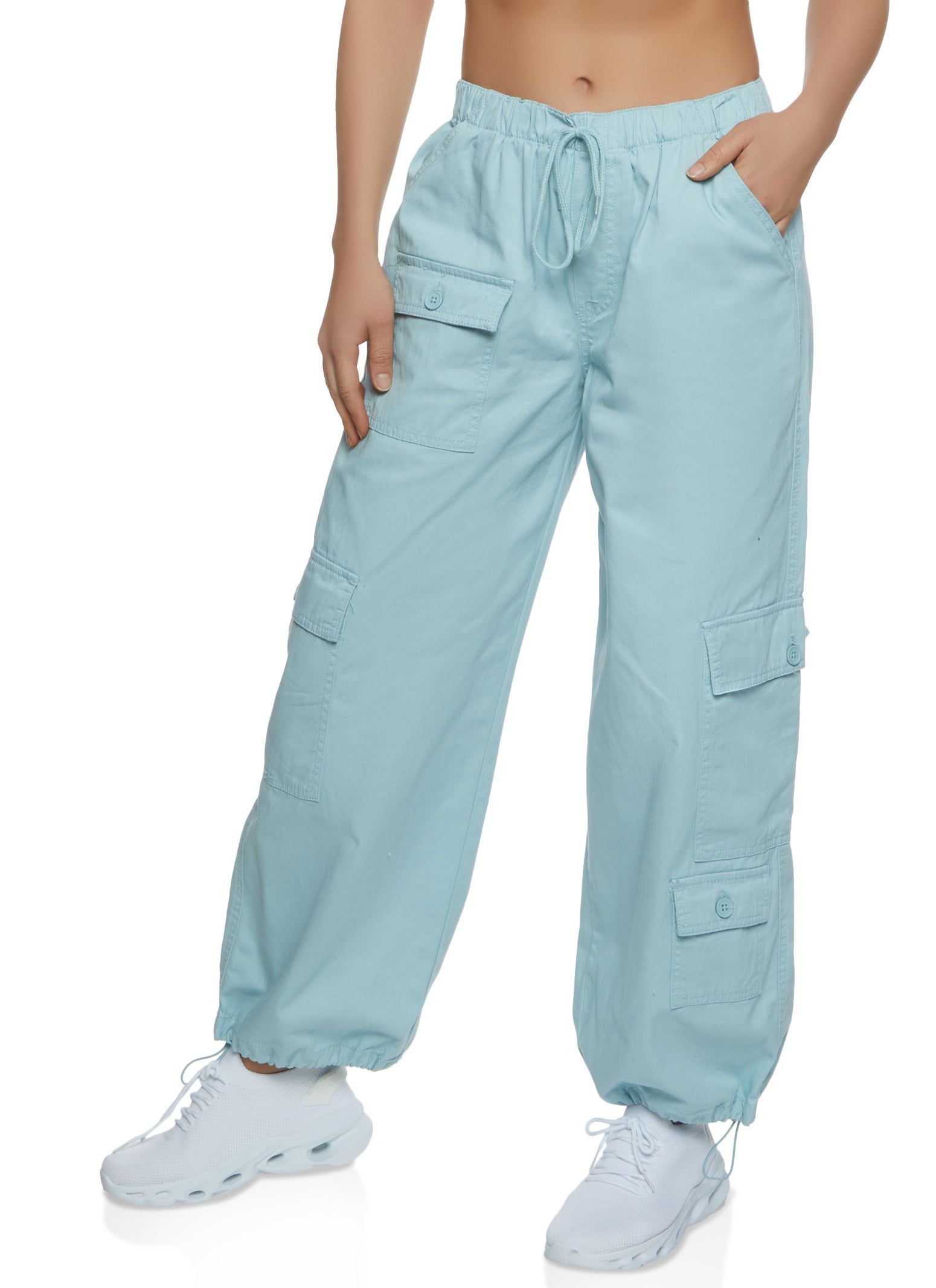 Twill Drawstring Cargo Pants sold by Rainbow