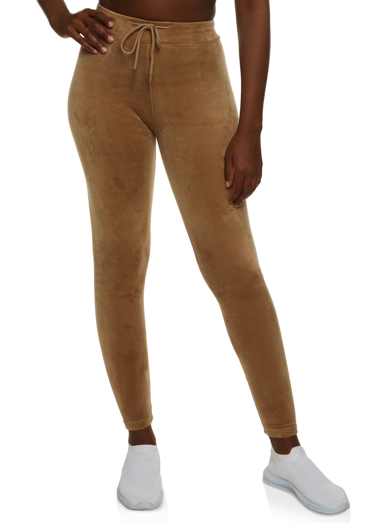 Solid Velour Drawstring Leggings sold by Rainbow