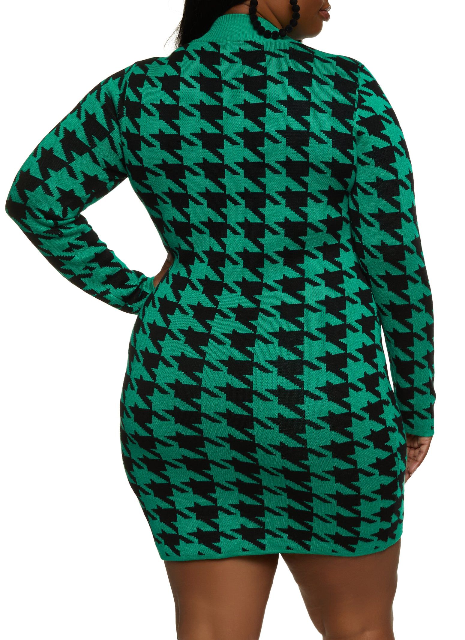 Plus Size Houndstooth Keyhole Sweater Dress sold by Rainbow product image thumbnail 3