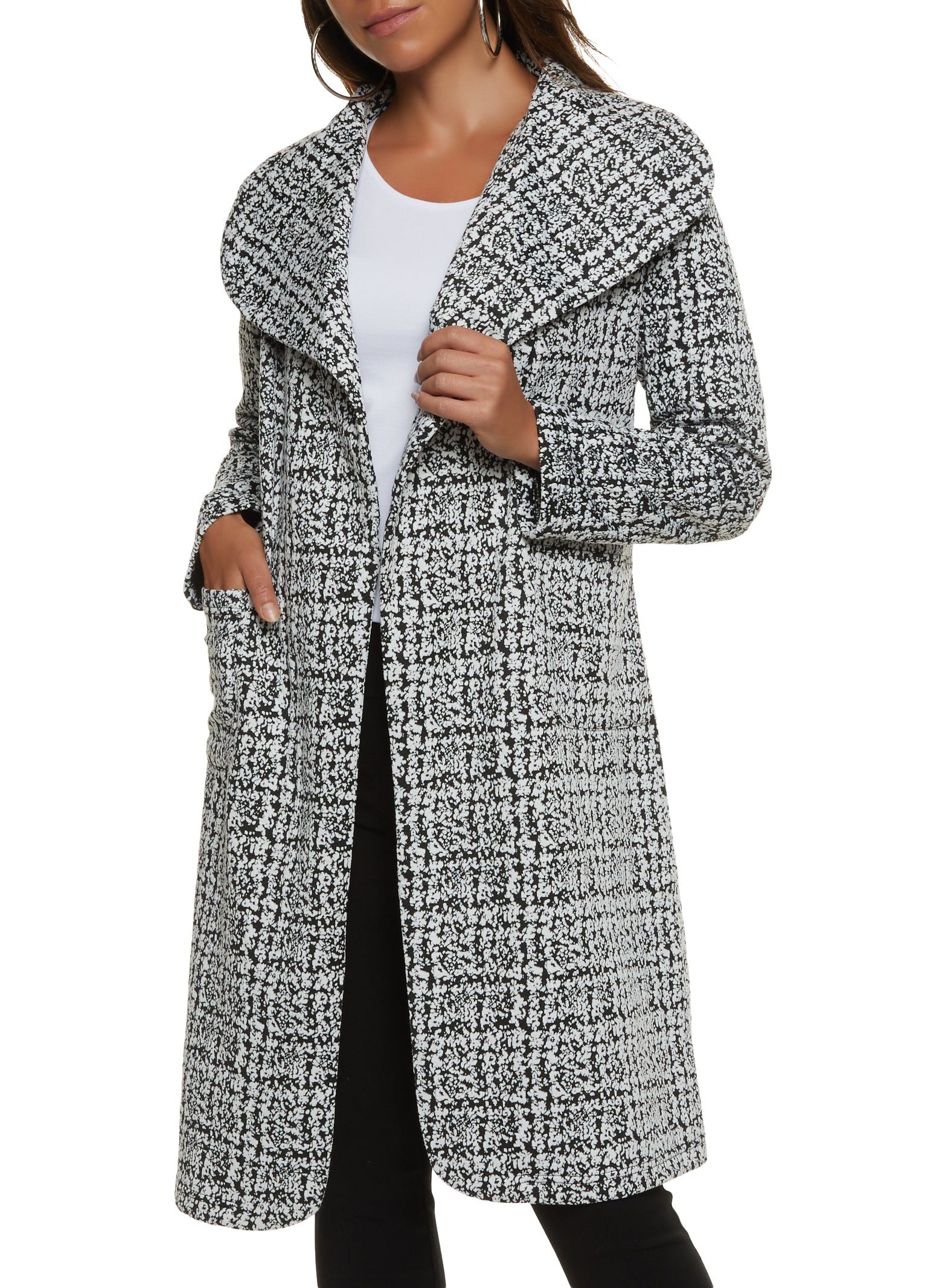 Patterned Shawl Collar Wrap Coat sold by Rainbow