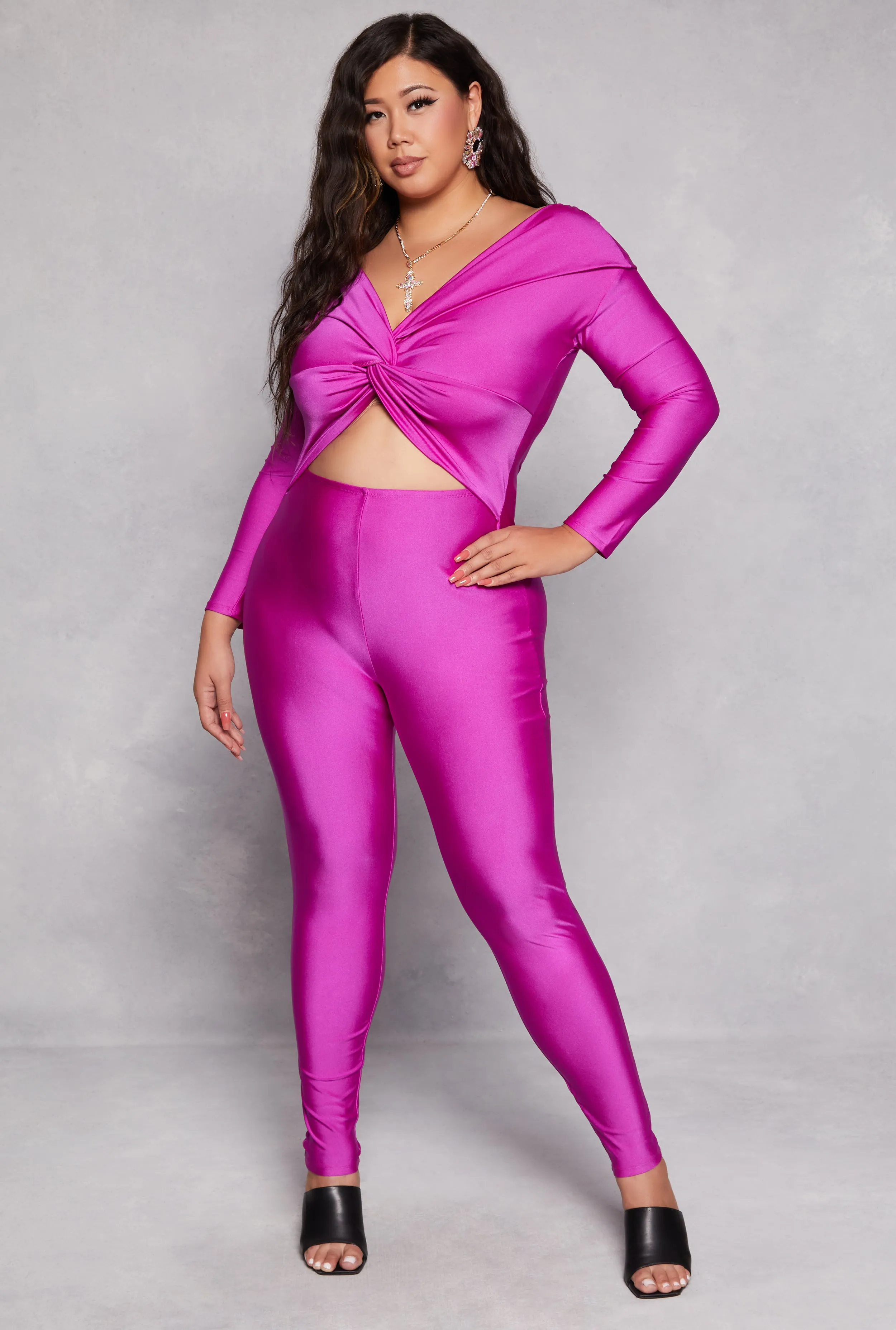 Plus Size Twist Front Cut Out Jumpsuit sold by Rainbow