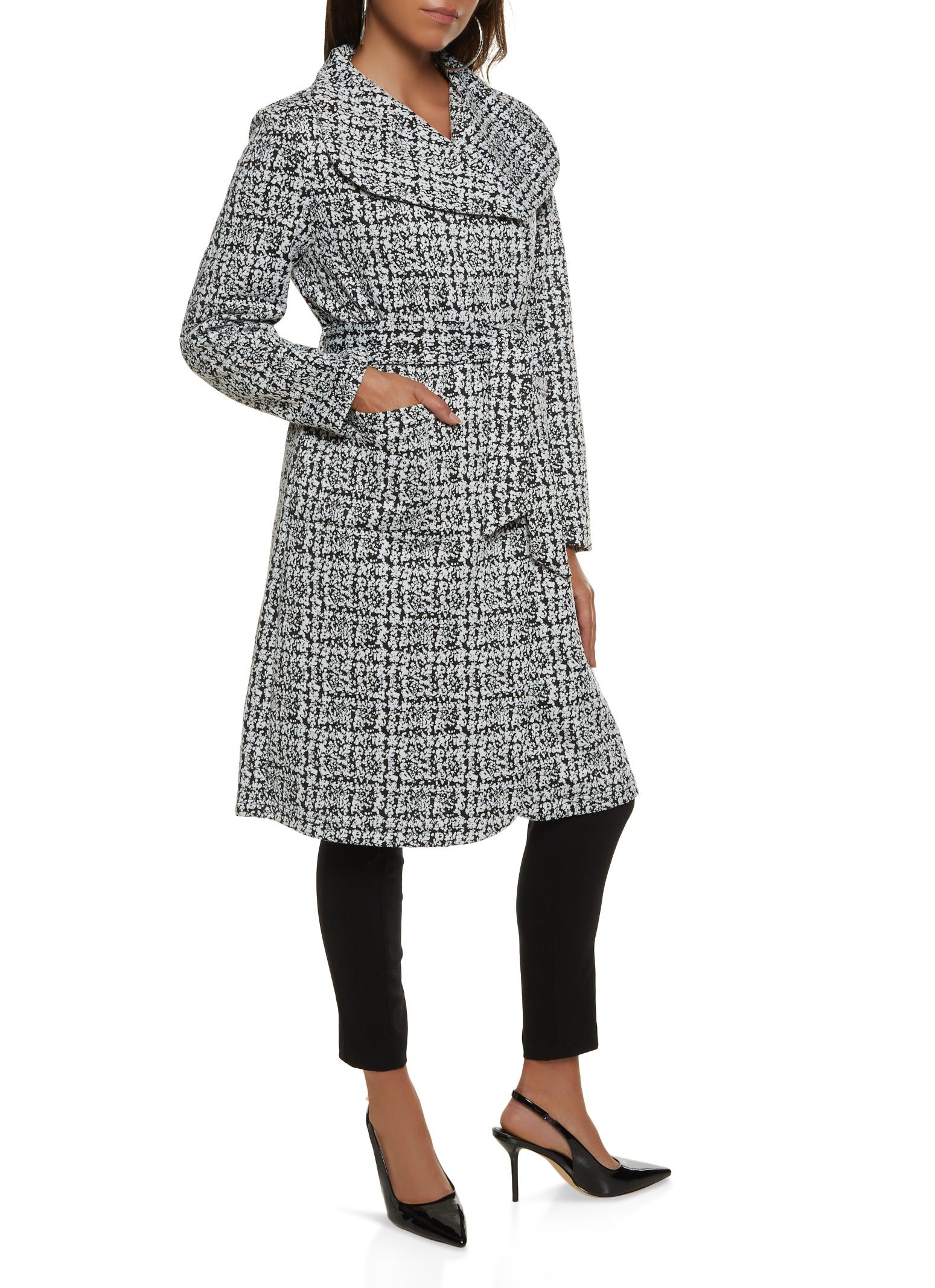 Patterned Shawl Collar Wrap Coat sold by Rainbow product image thumbnail 2