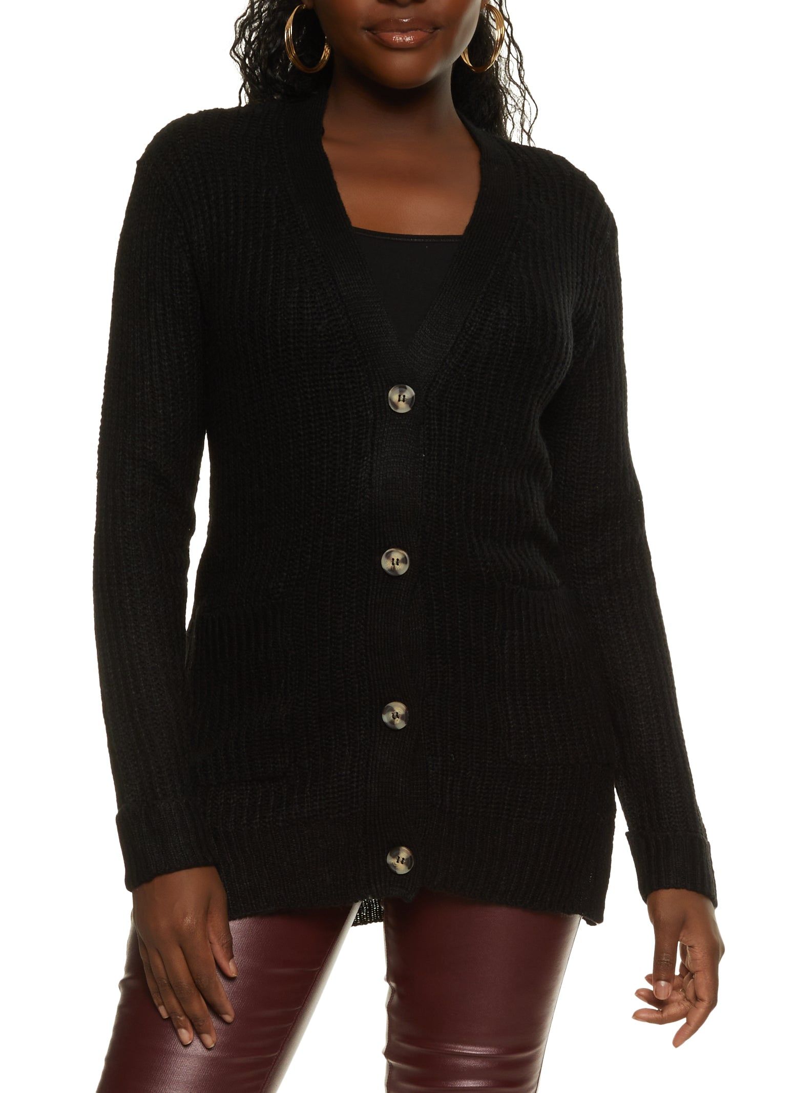 Solid Button Front Cardigan sold by Rainbow