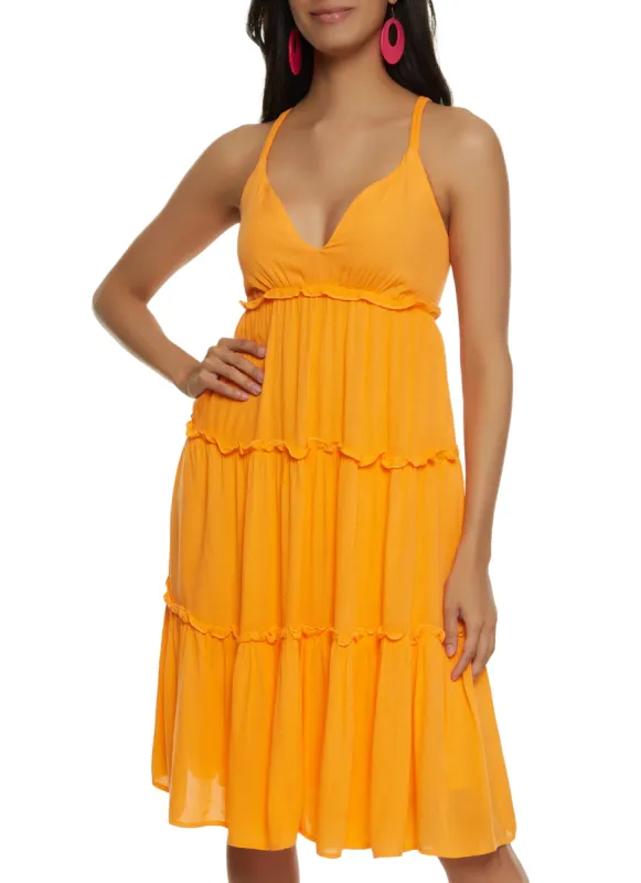 Haute Monde Tiered Cami Midi Dress sold by Rainbow