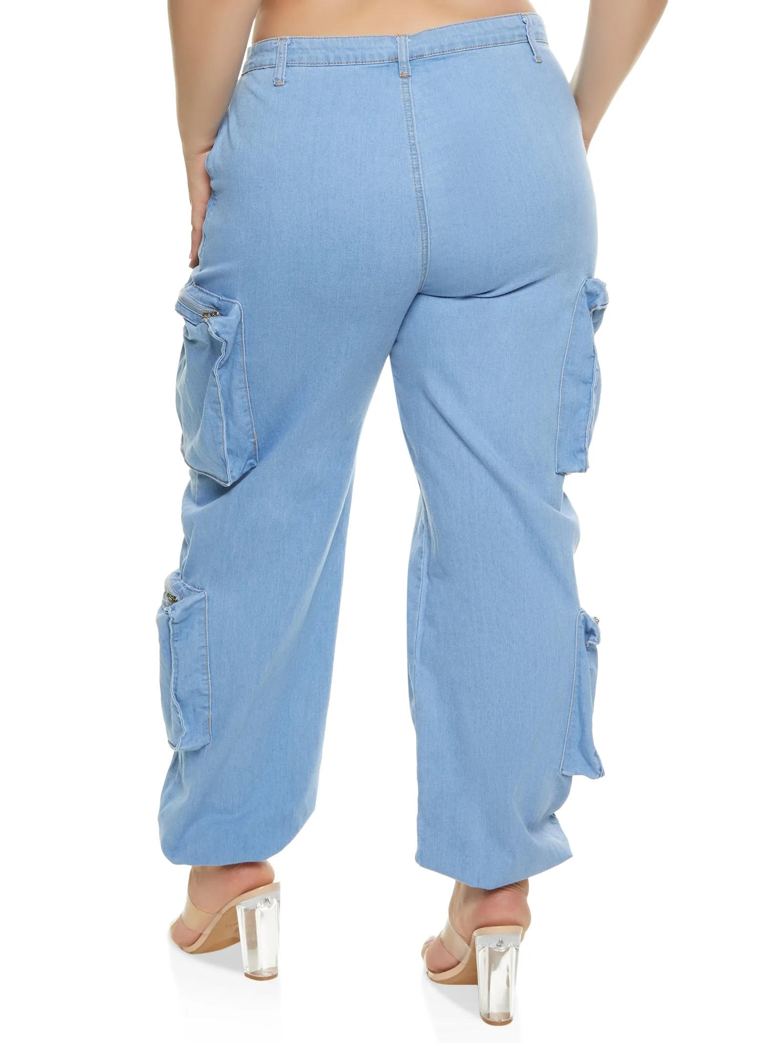 Plus Size Zip Cargo Pocket Jeans sold by Rainbow product image thumbnail 3