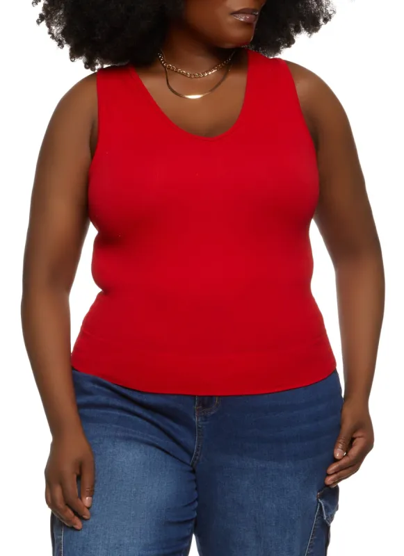 Plus Size Basic Seamless Tank Top sold by Rainbow