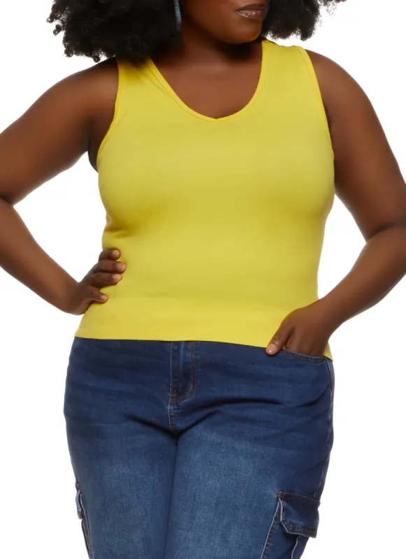 Plus Size Basic Seamless Tank Top sold by Rainbow