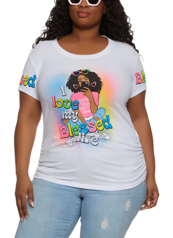 Plus Size I Love My Blessed Life Graphic Tee sold by Rainbow