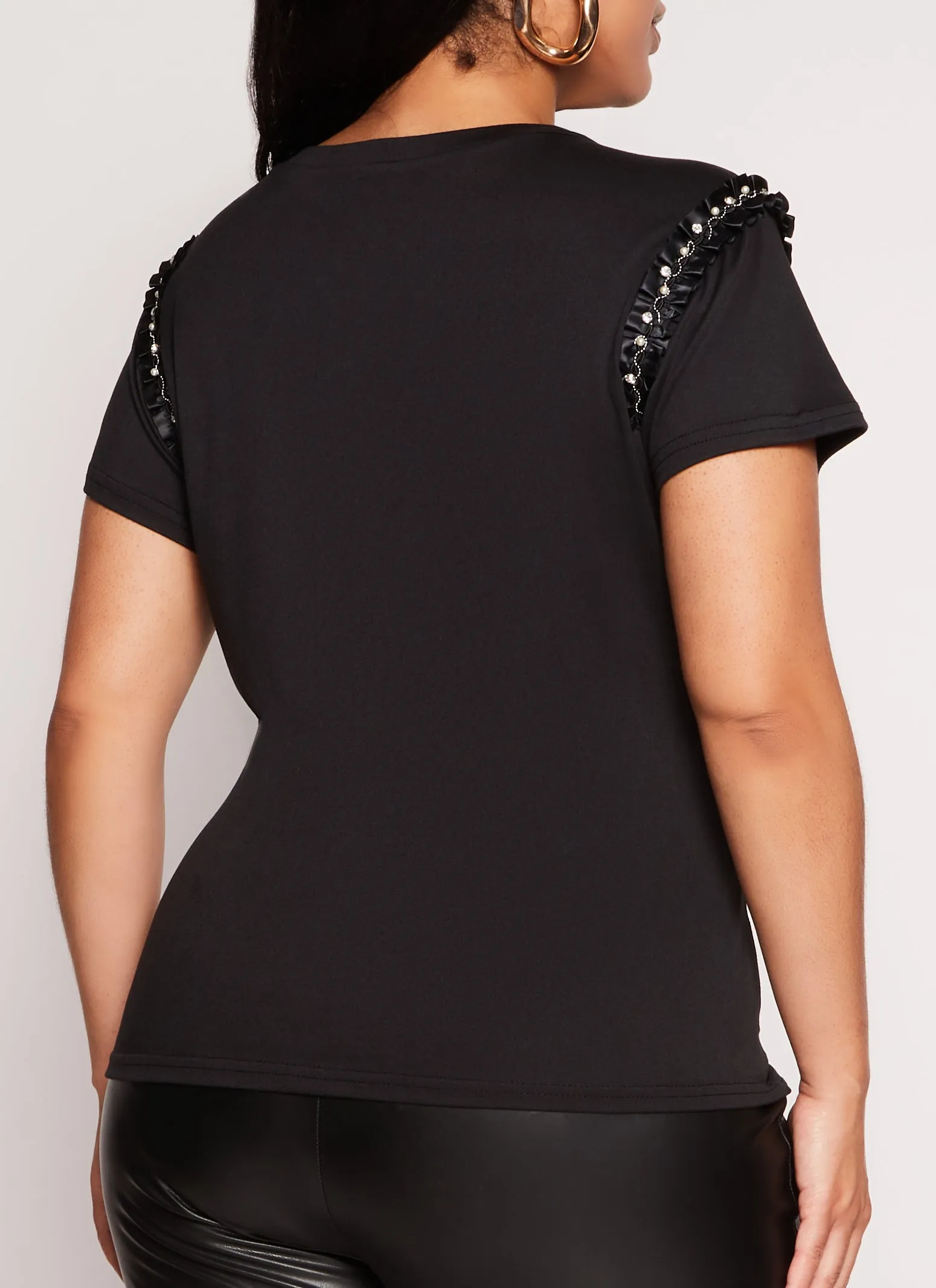 Plus Size Love Rhinestone Ribbon Trim Graphic Tee sold by Rainbow product image thumbnail 3